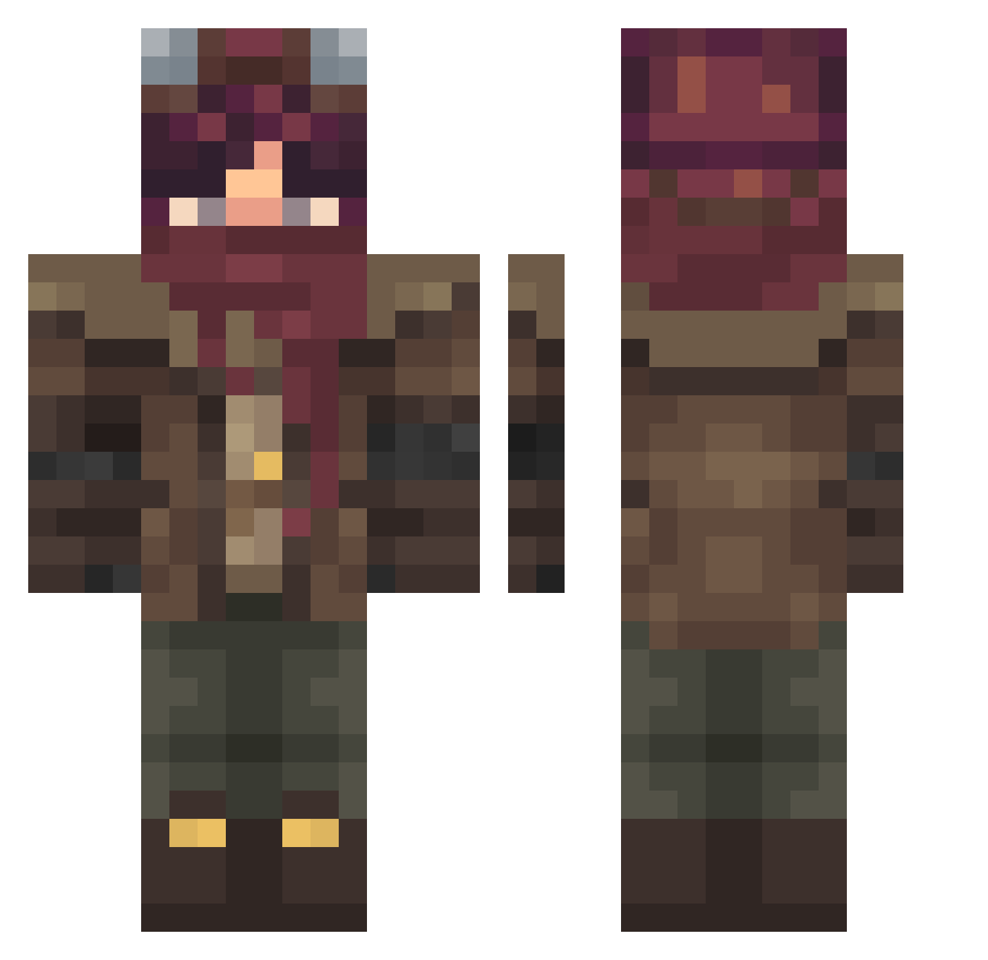 Arkimadis Minecraft skin, front and back view