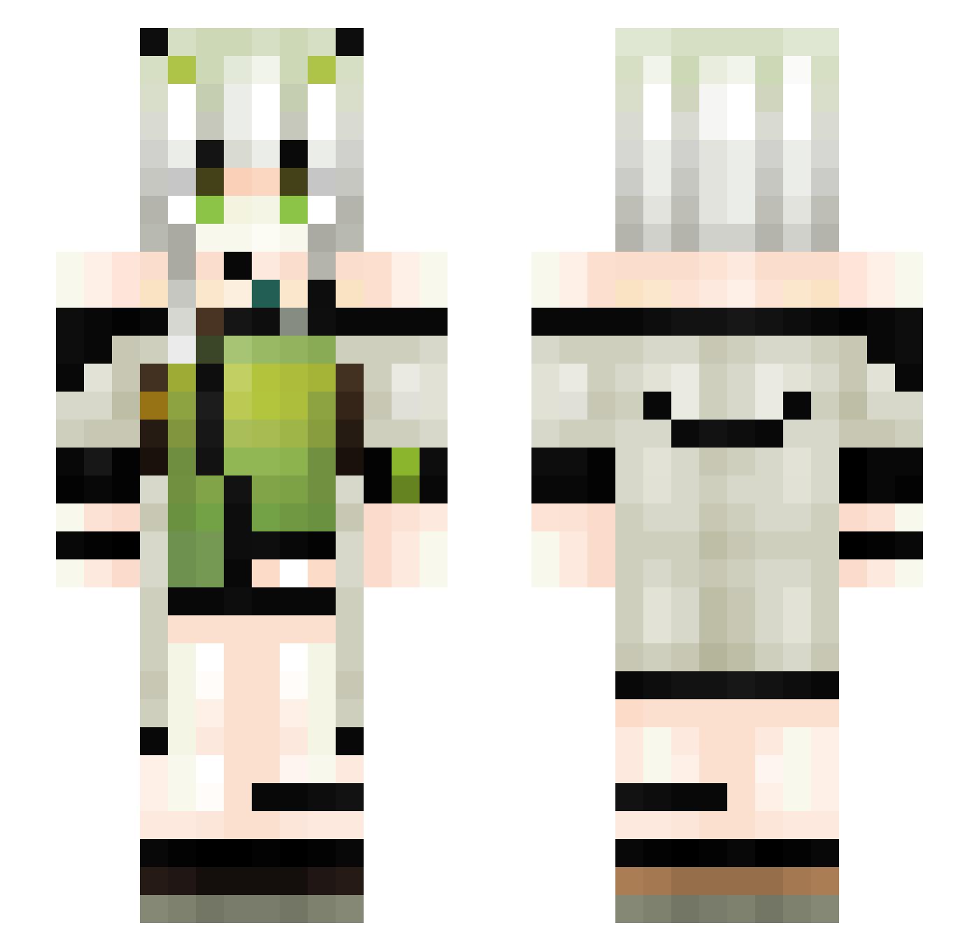 MatchaLynx Minecraft skin, front and back view