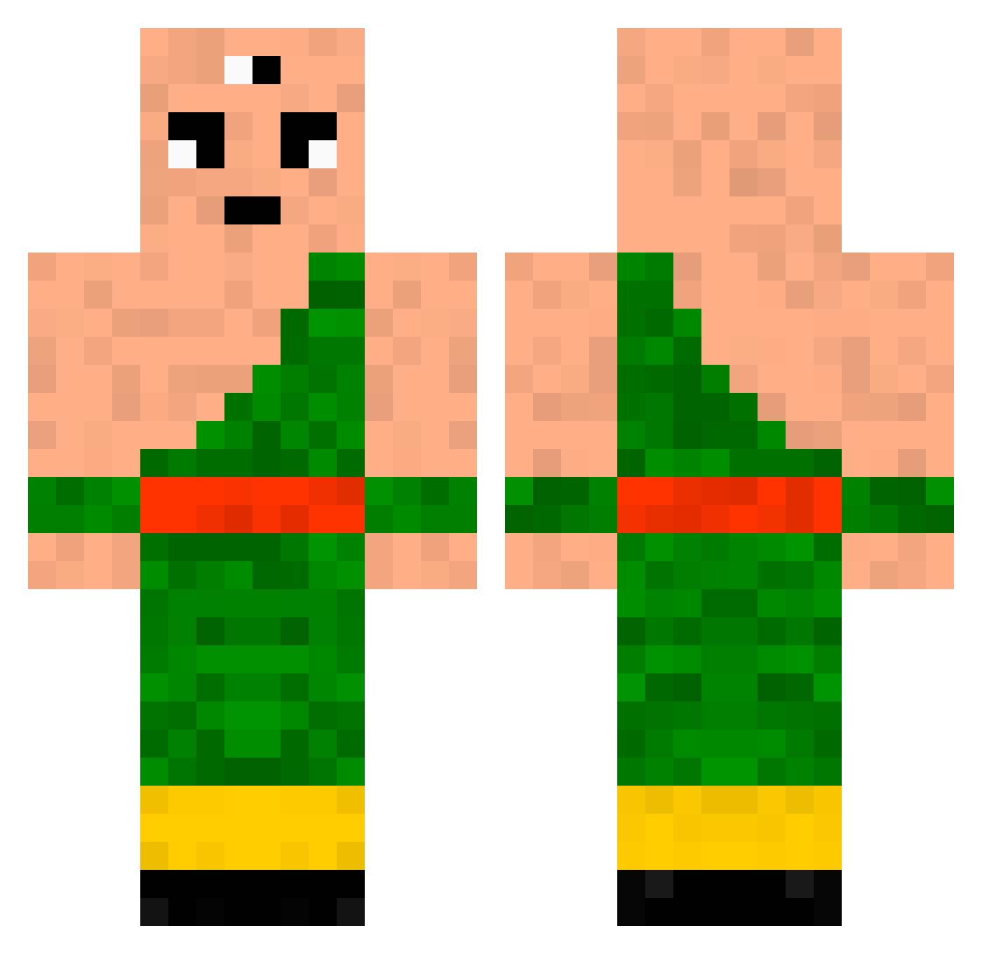 ChipDude Minecraft skin, front and back view