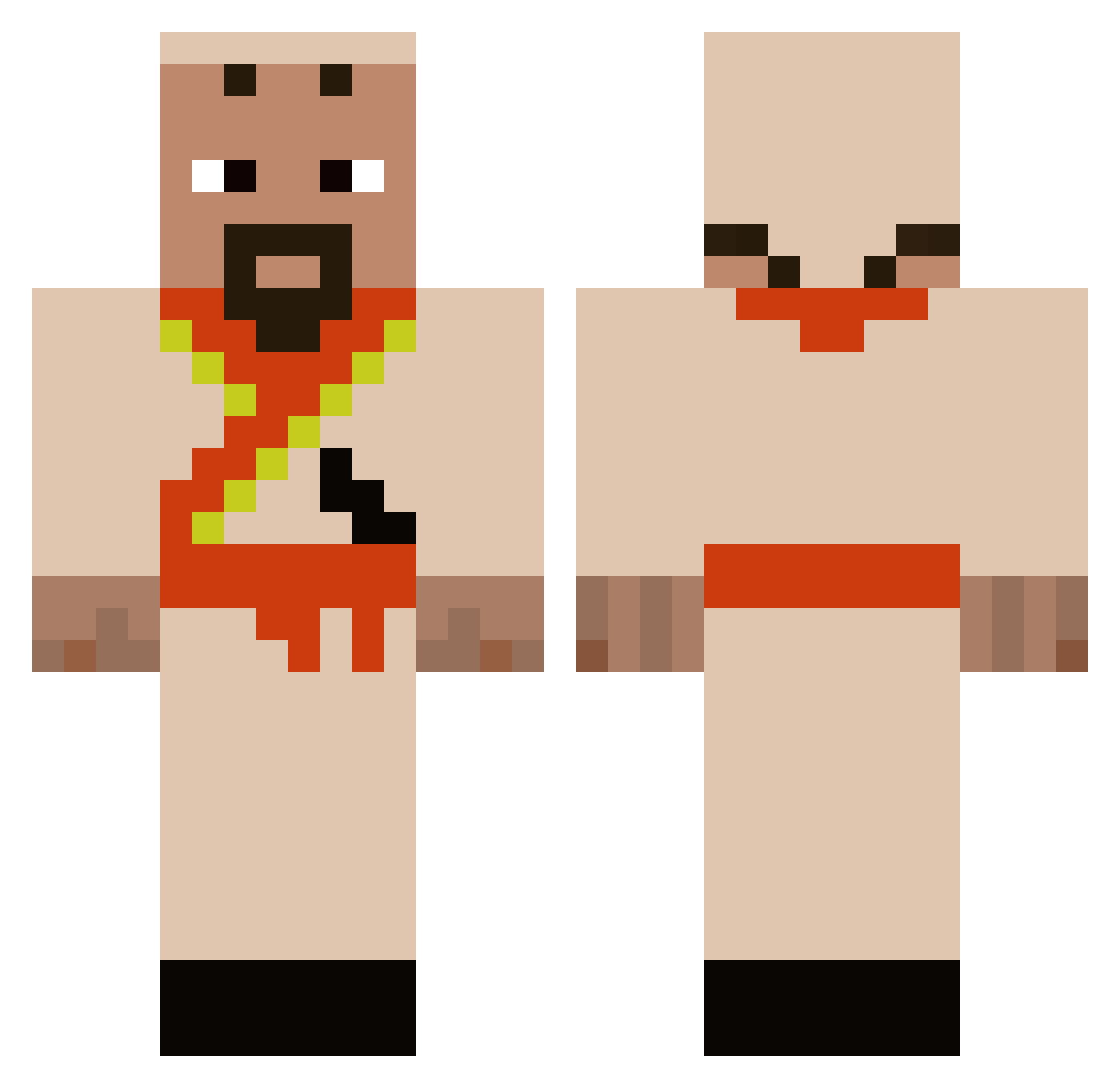 Humanesco Minecraft skin, front and back view
