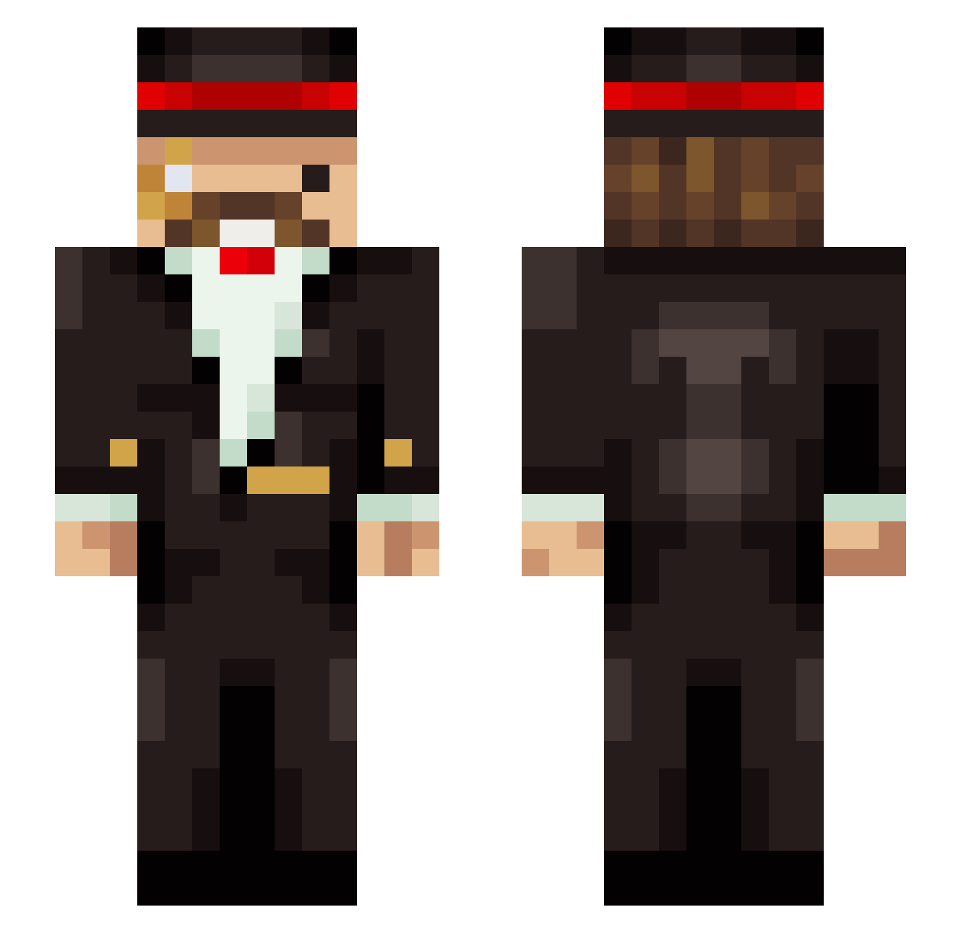 m0s3 Minecraft skin, front and back view