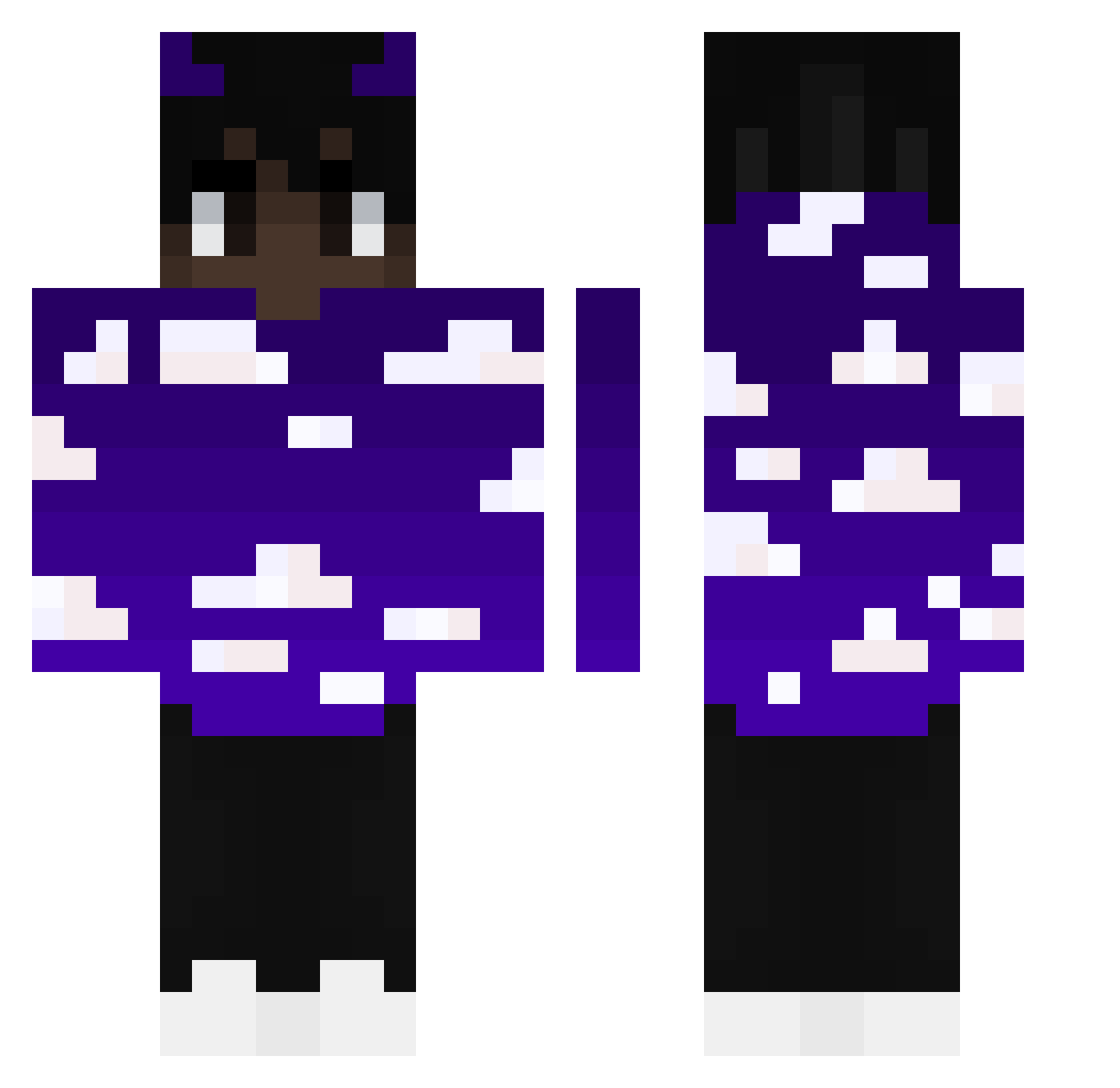 Playerbruce Minecraft skin, front and back view