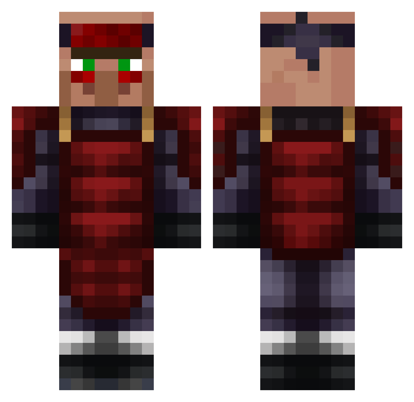 vanitybop Minecraft skin, front and back view