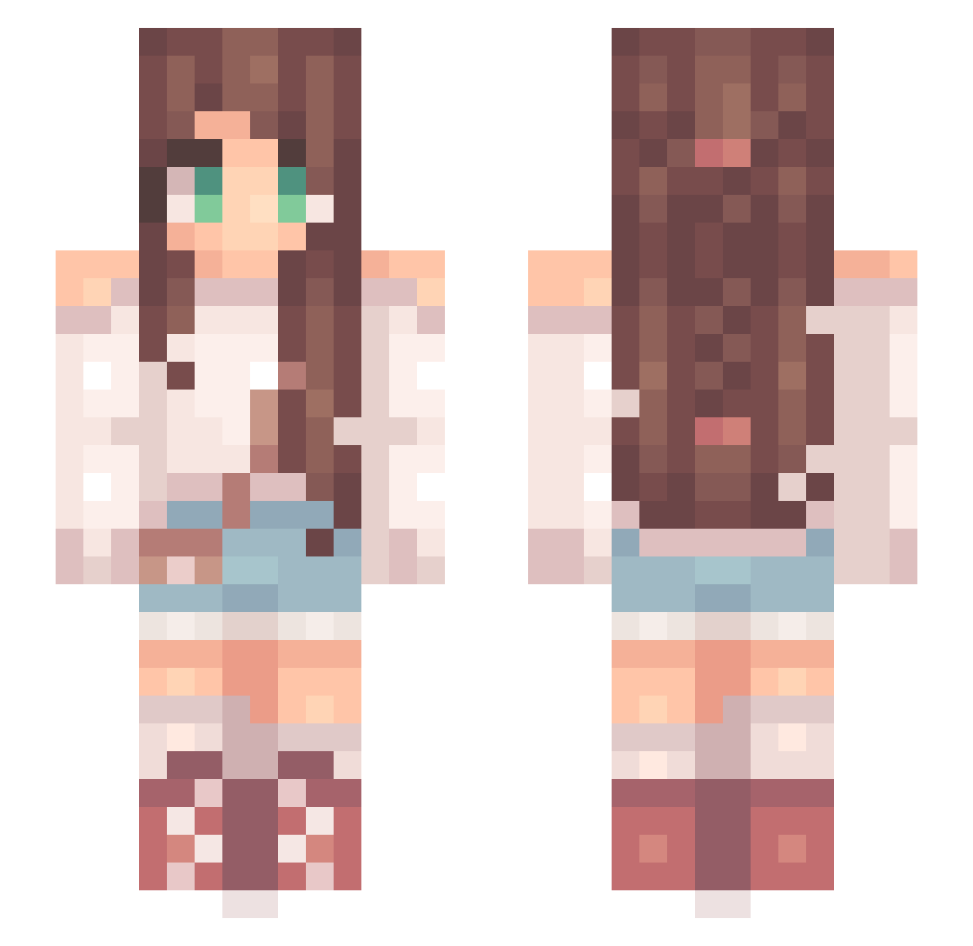Hwaii Minecraft skin, front and back view