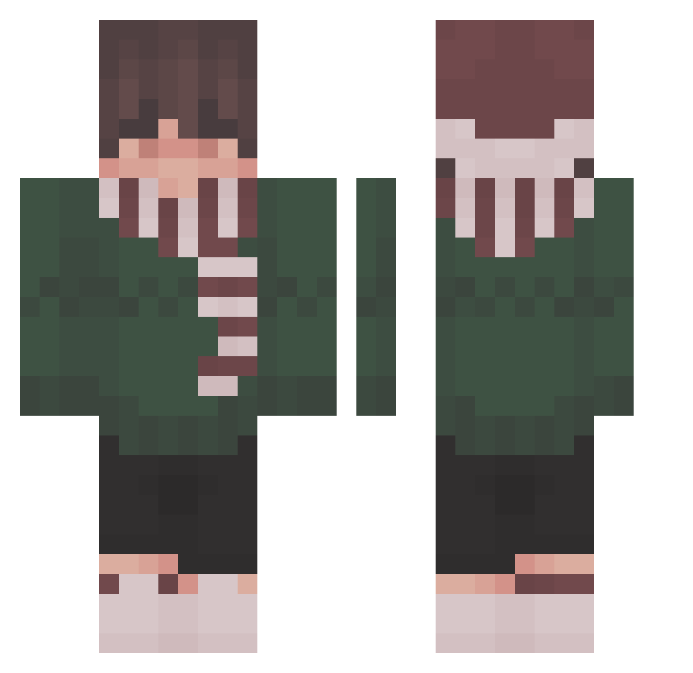 Rawsey Minecraft skin, front and back view
