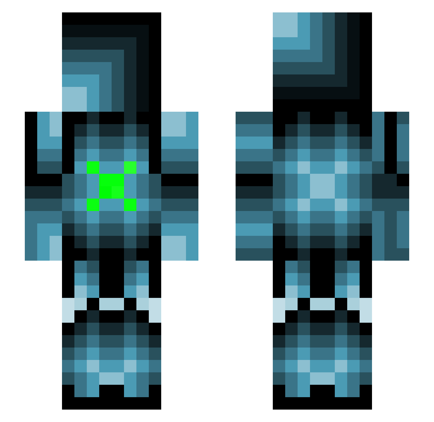 spacid Minecraft skin, front and back view