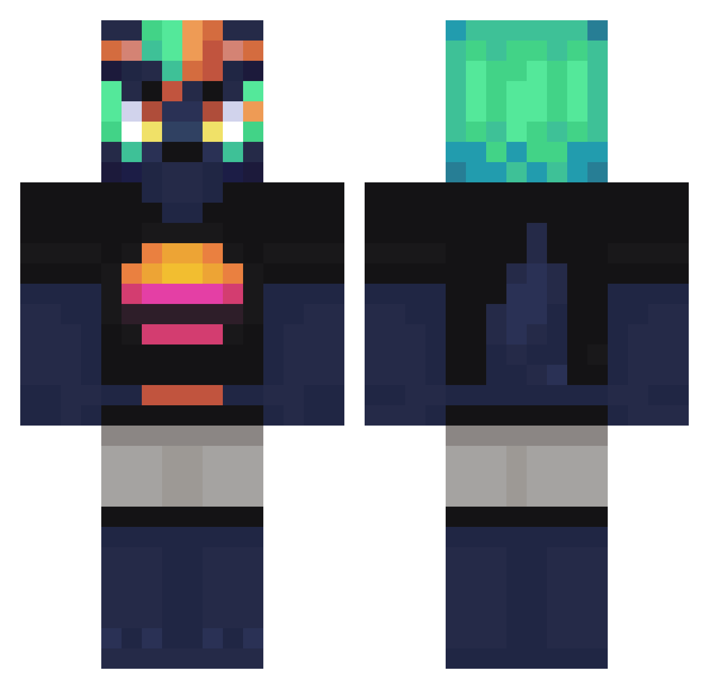 Akamaithewolf Minecraft skin, front and back view