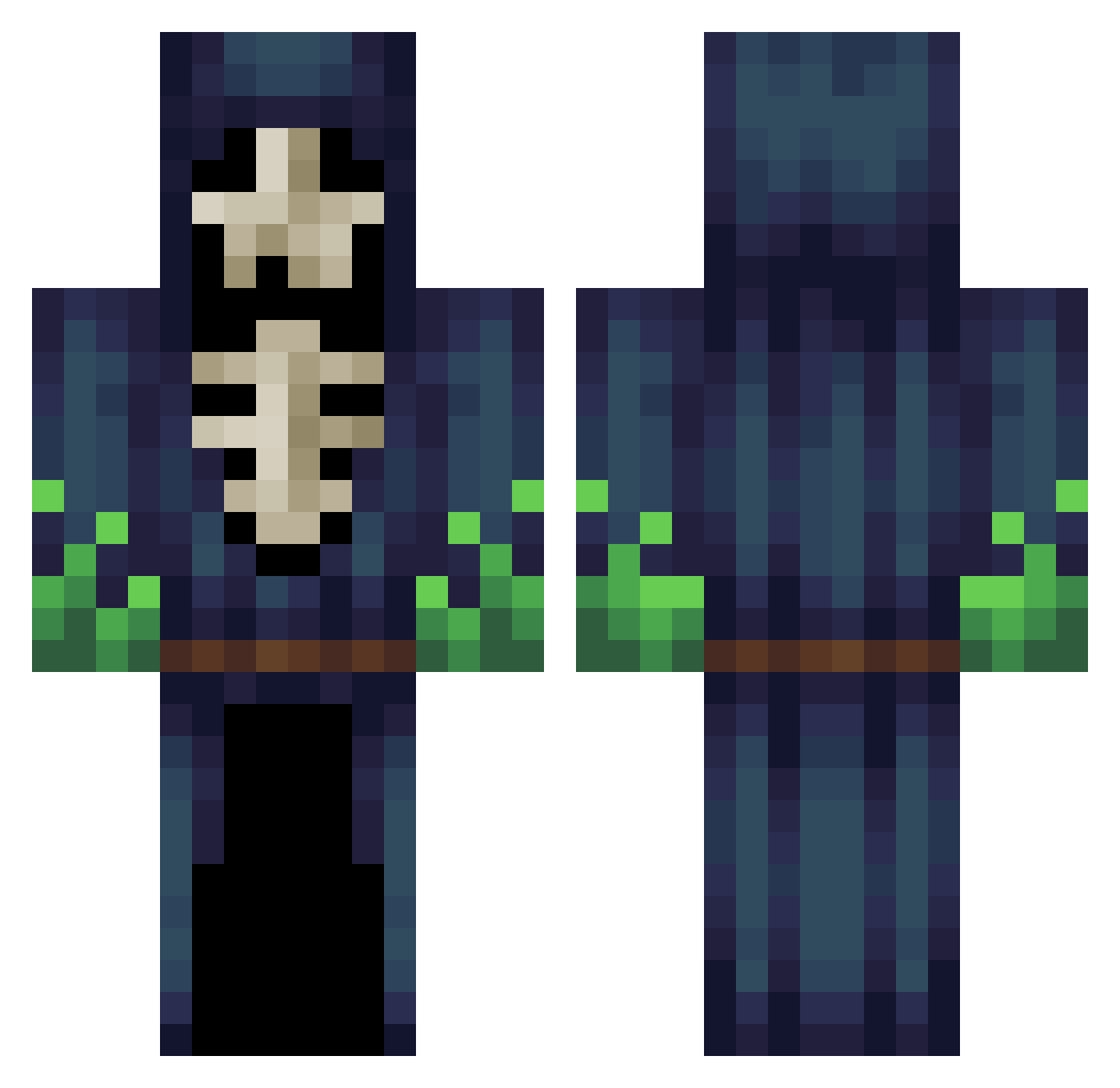 ThreeHeadedDingo Minecraft skin, front and back view