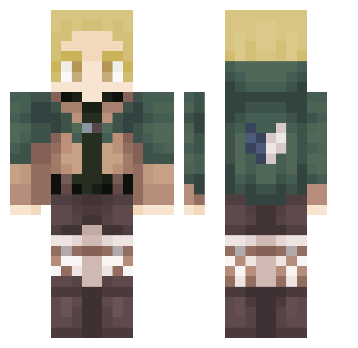 AMD6 Minecraft skin, front and back view