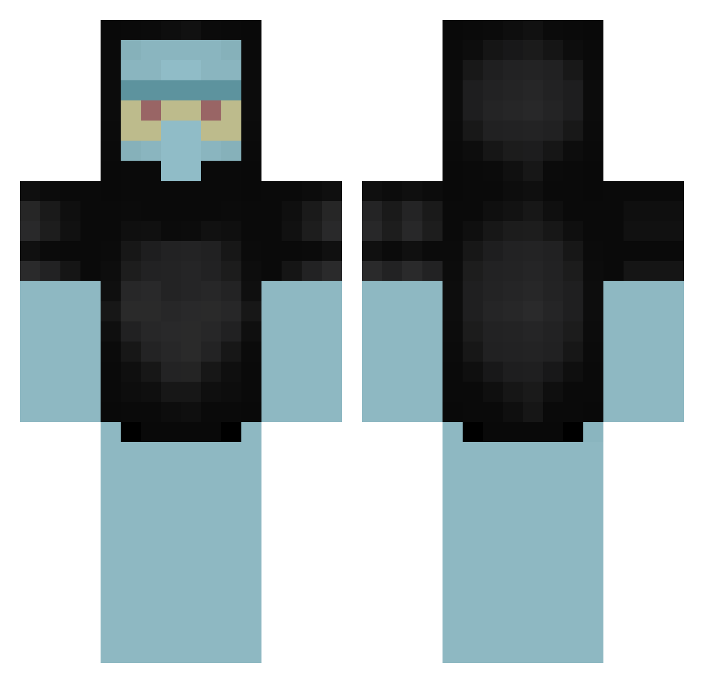 wolkenpiste Minecraft skin, front and back view