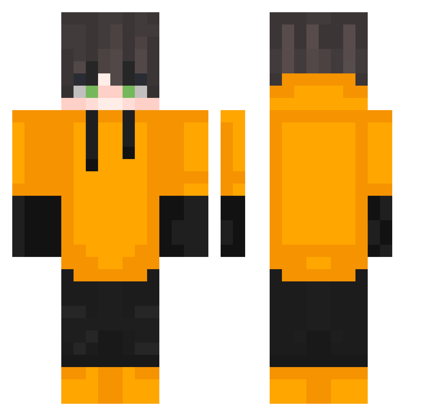 Togglefox Minecraft skin, front and back view