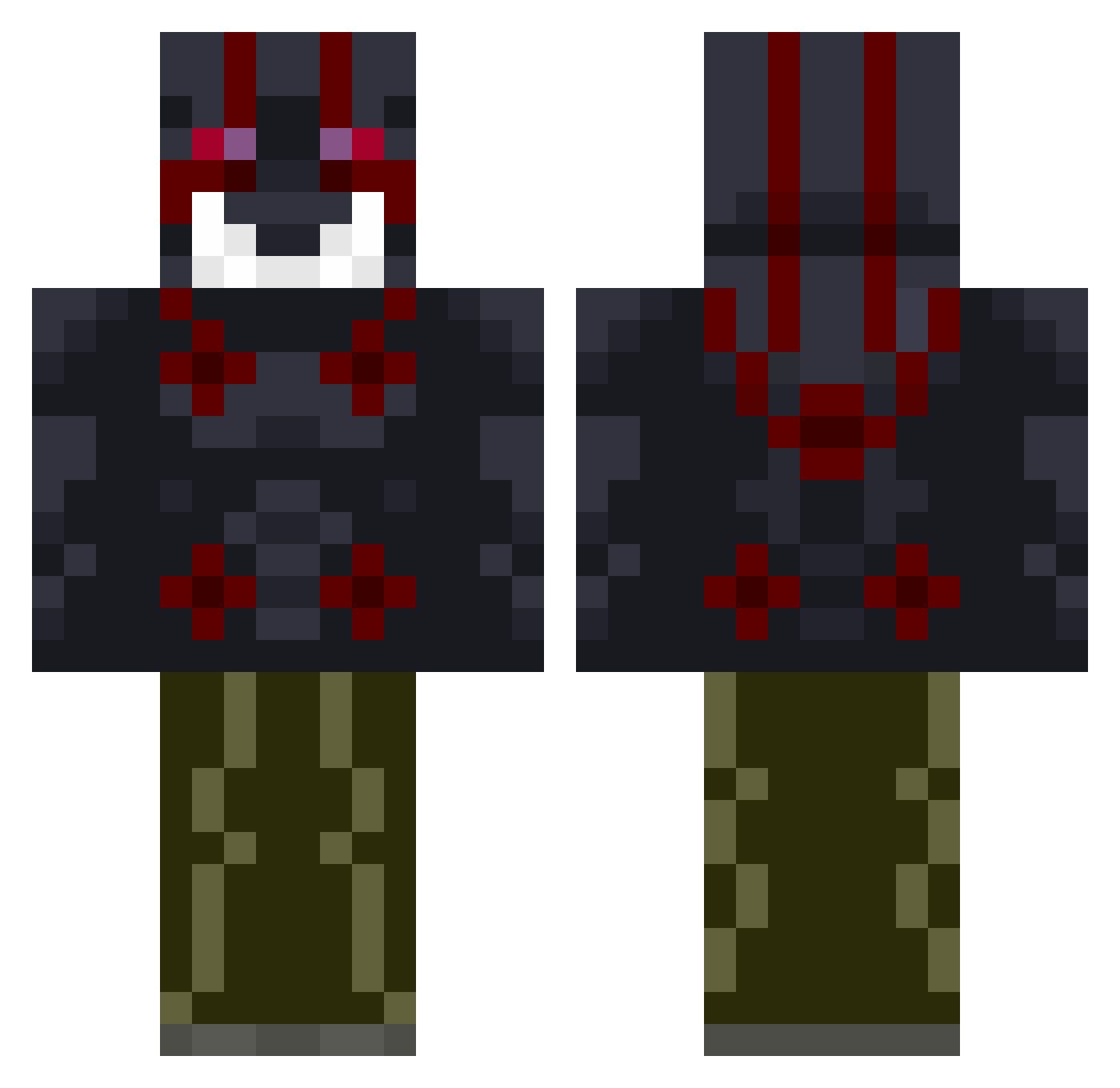 Solanaceous Minecraft skin, front and back view