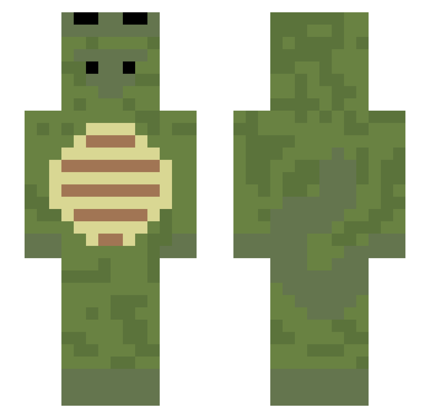 KindaCrested Minecraft skin, front and back view