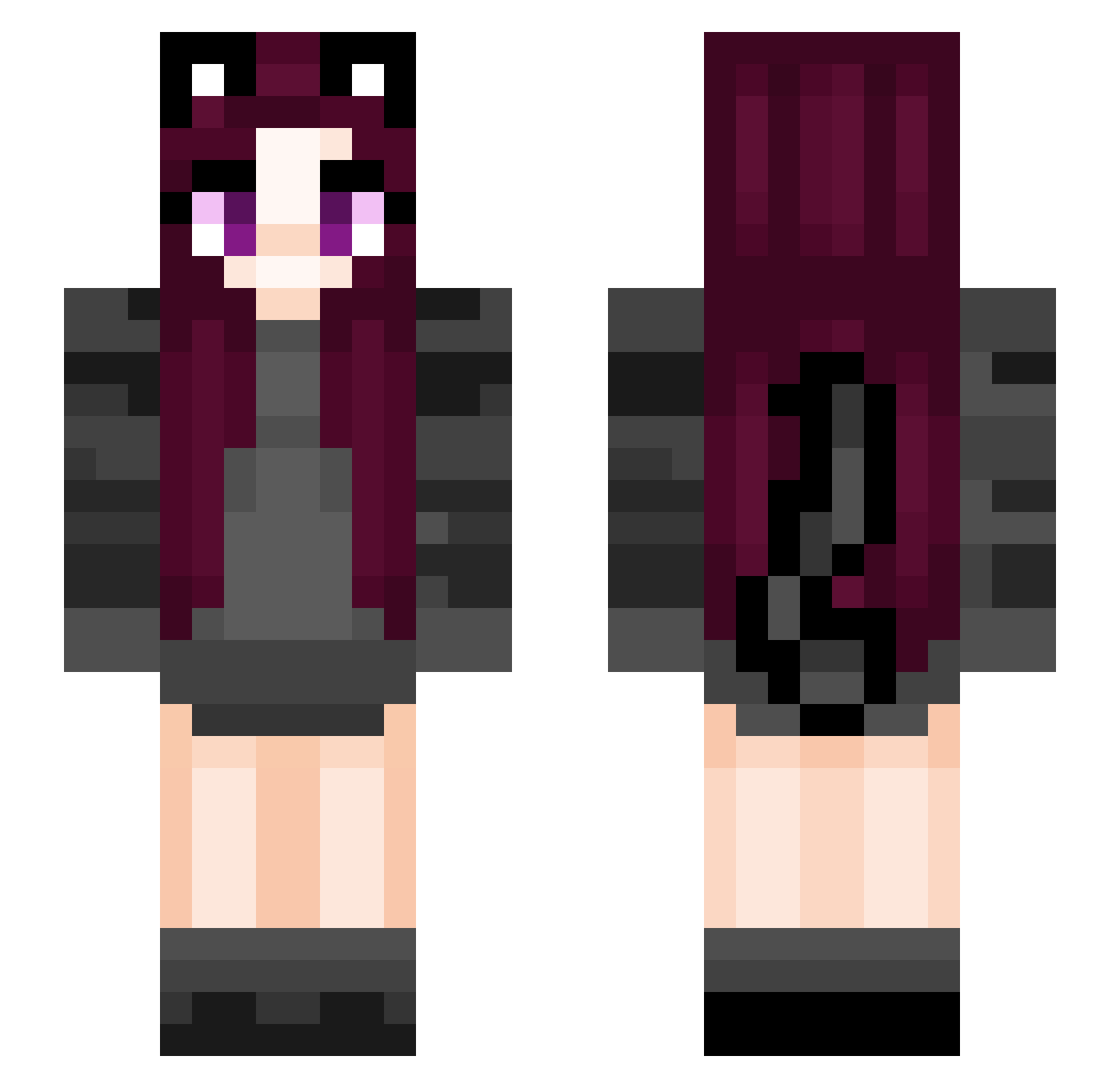 Katzenhexe Minecraft skin, front and back view