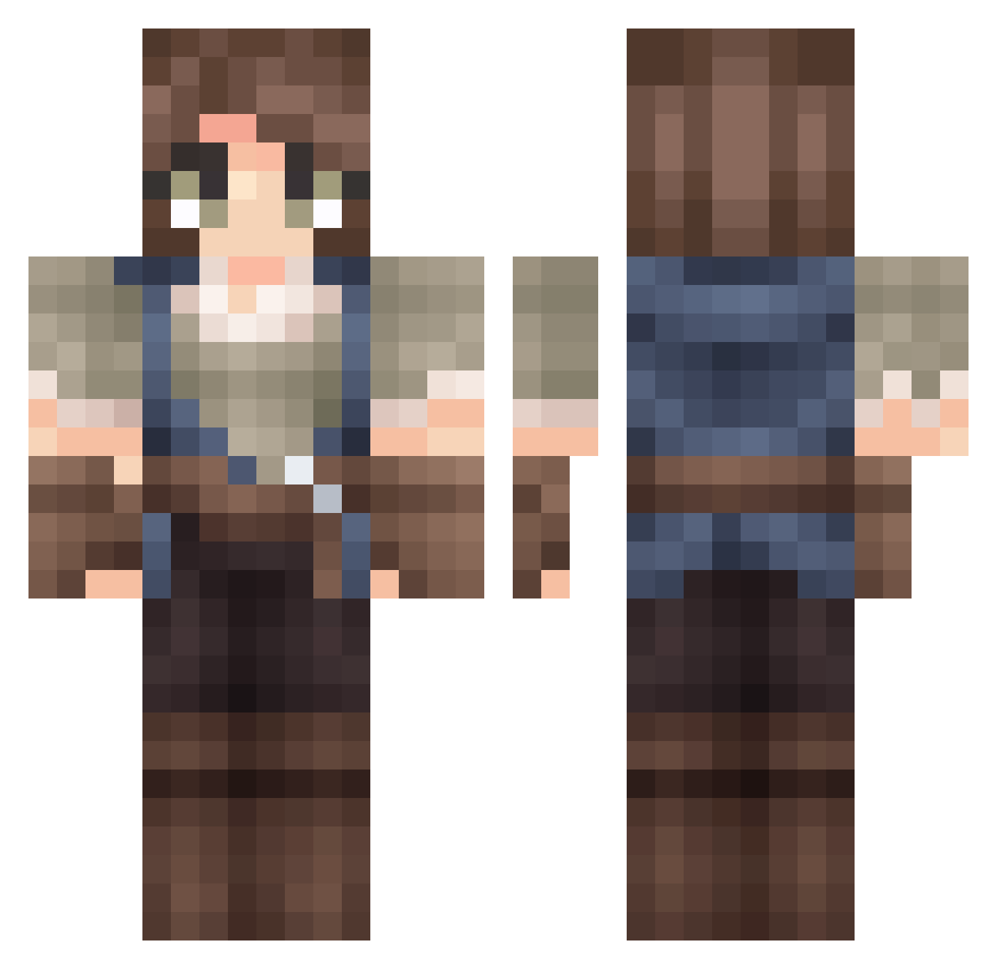 Tinkeress Minecraft skin, front and back view