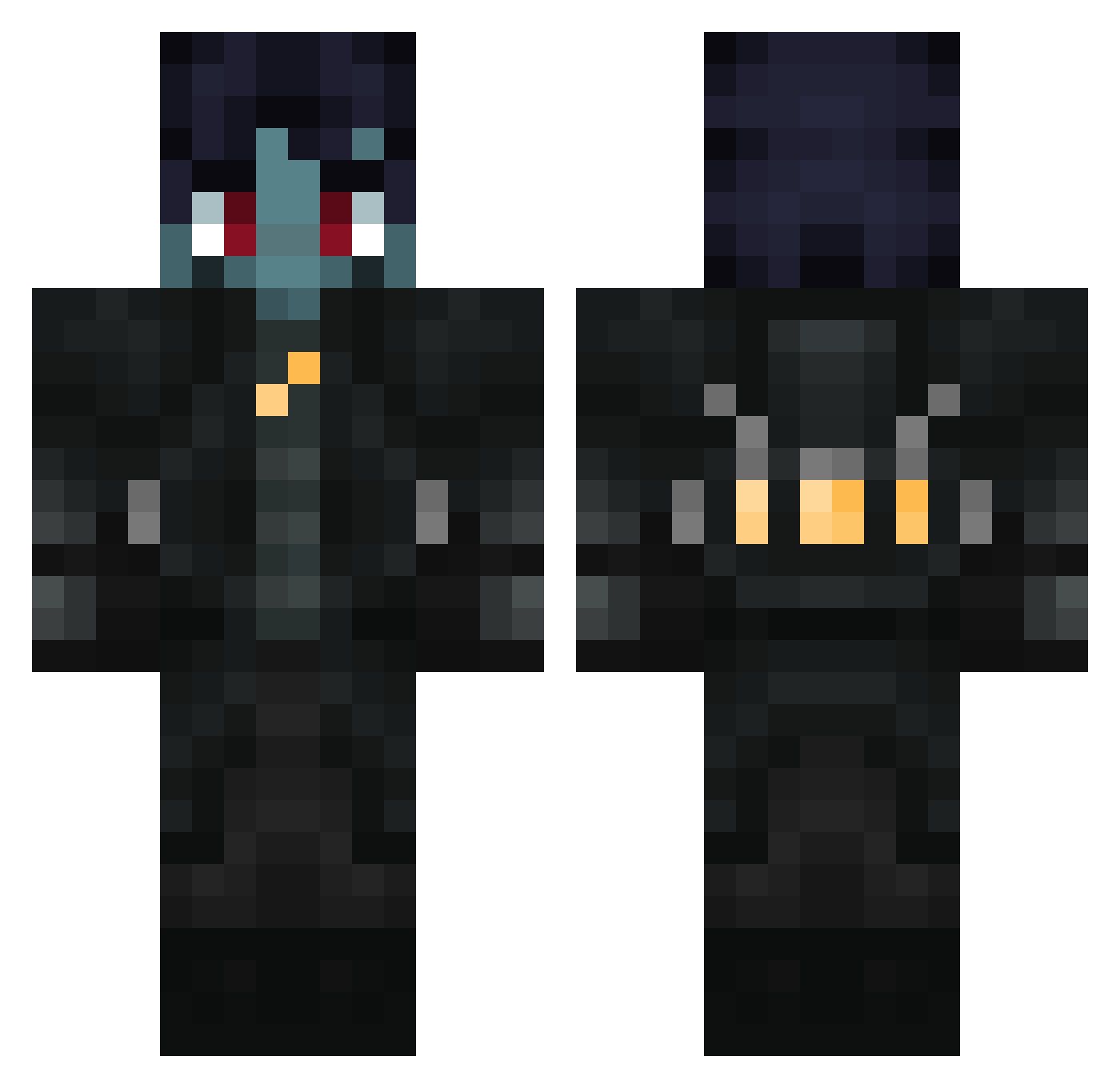 Belonephobia Minecraft skin, front and back view