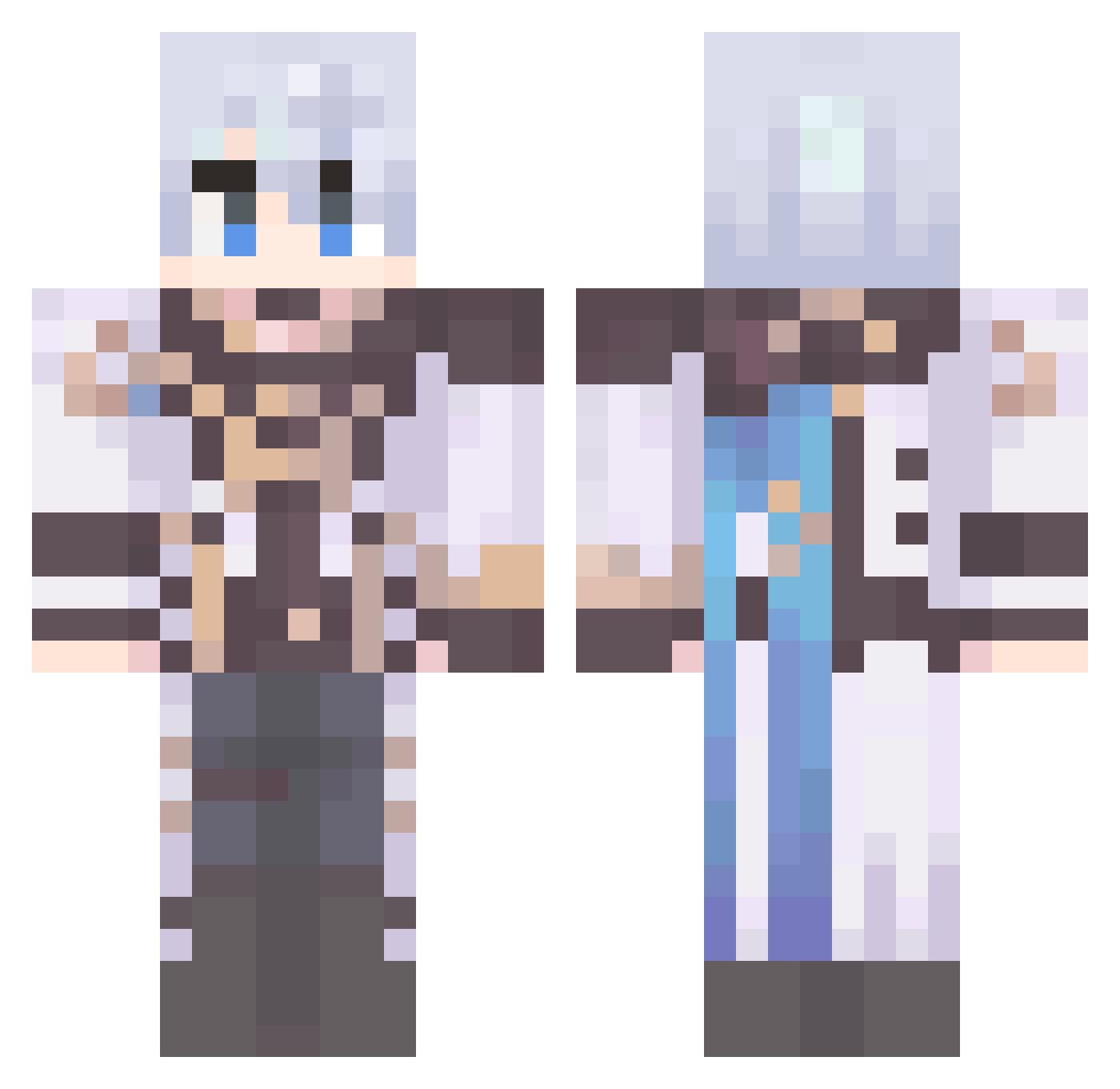 waktu Minecraft skin, front and back view