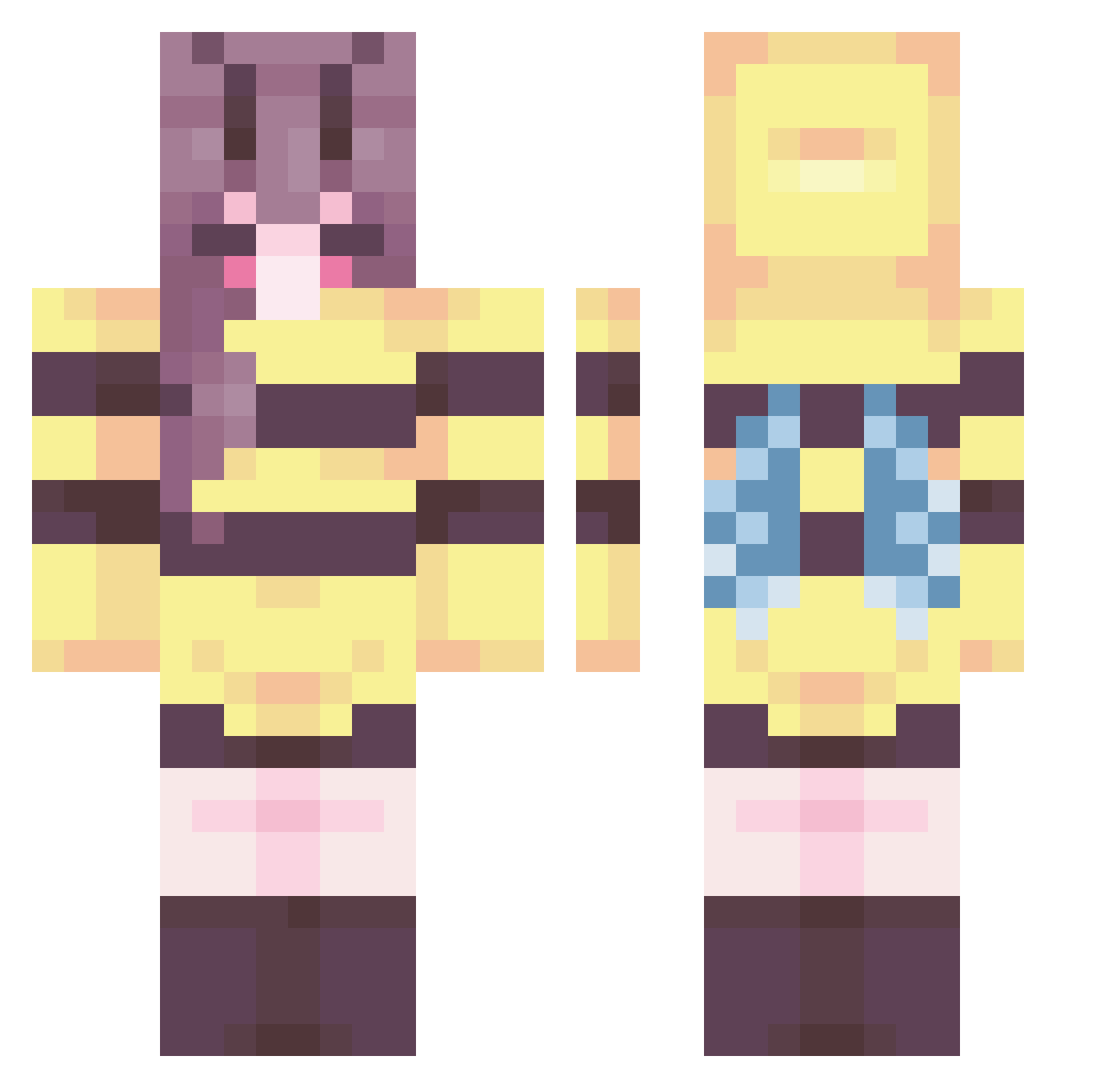 Mycus Minecraft skin, front and back view