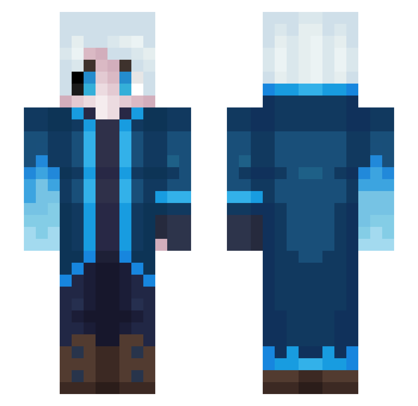 BelowZeroo Minecraft skin, front and back view