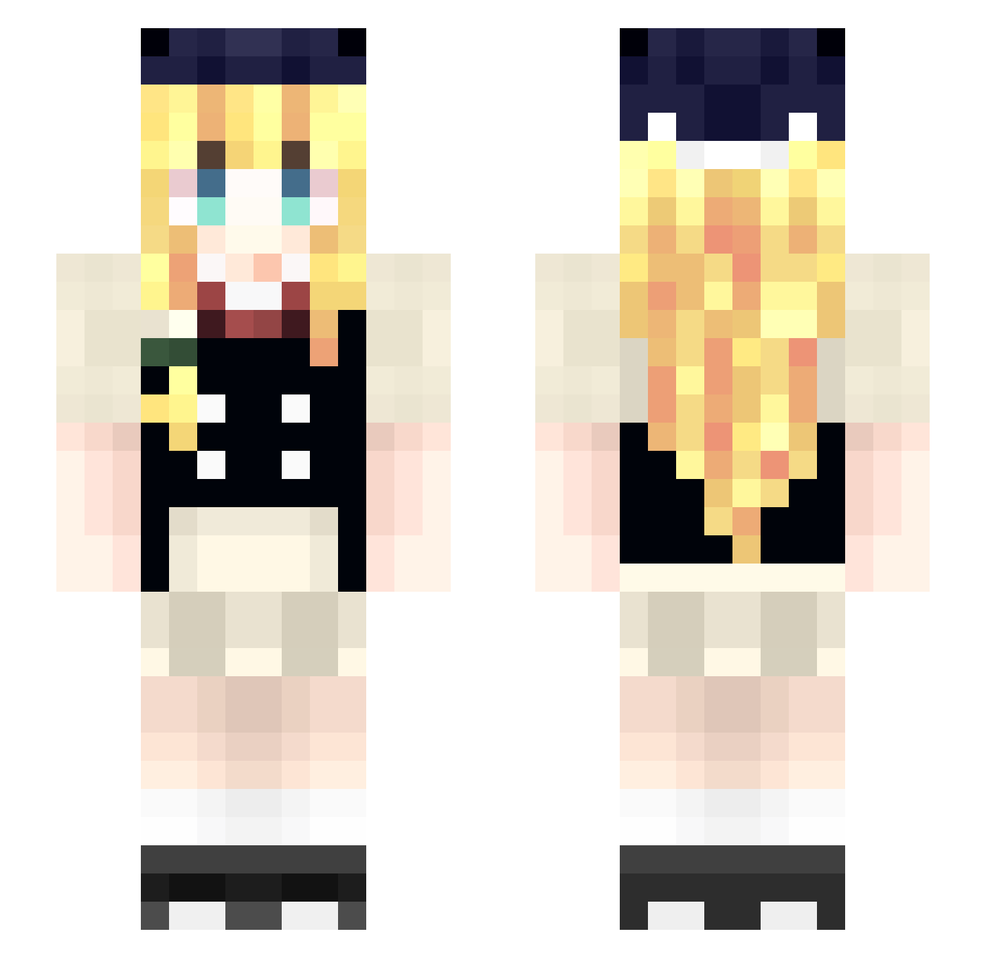 Pisatin Minecraft skin, front and back view