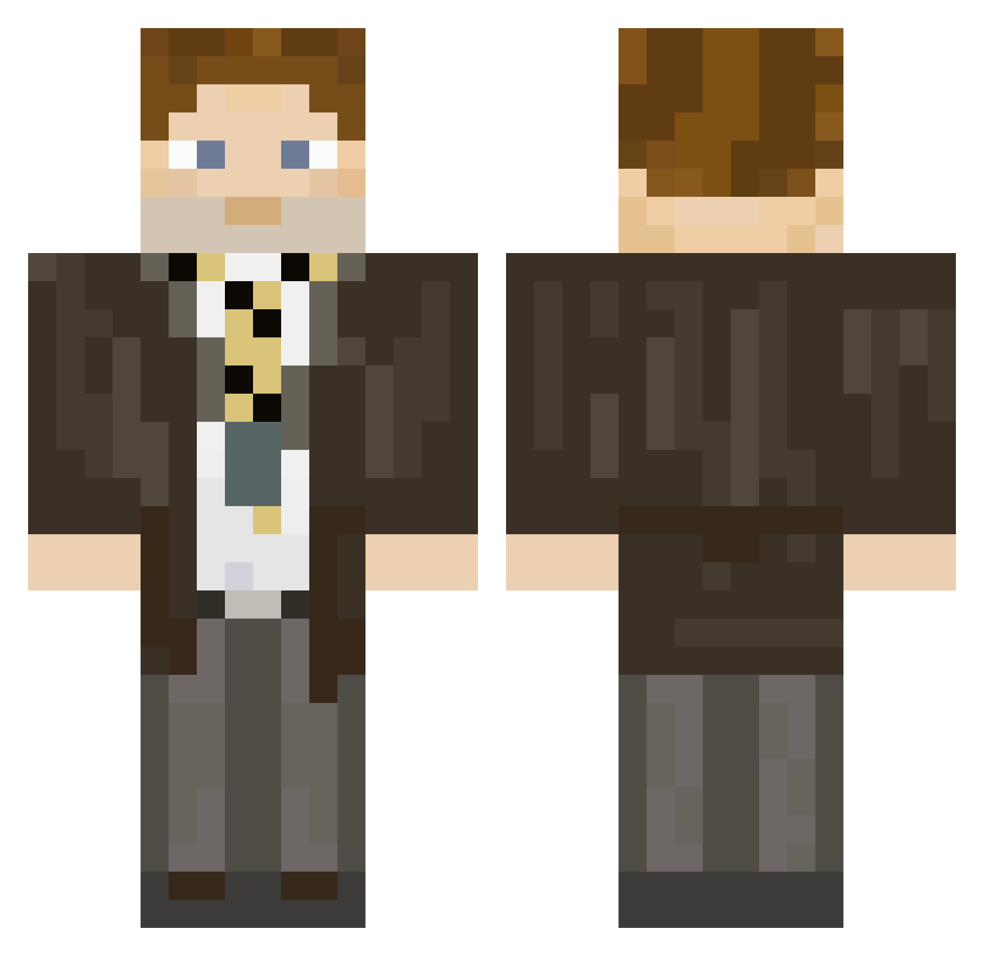 Vintageburk Minecraft skin, front and back view