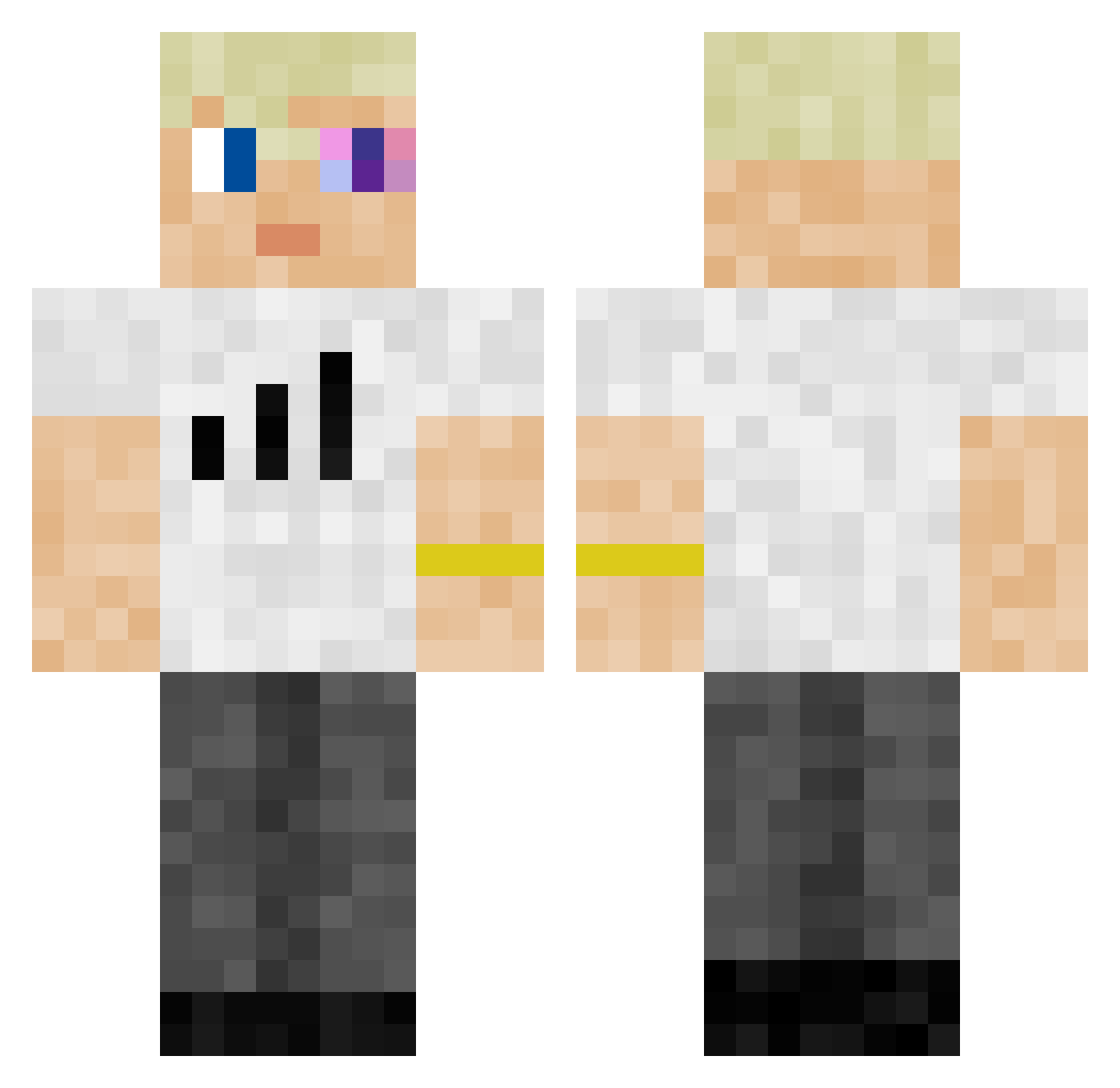Anonym132 Minecraft skin, front and back view