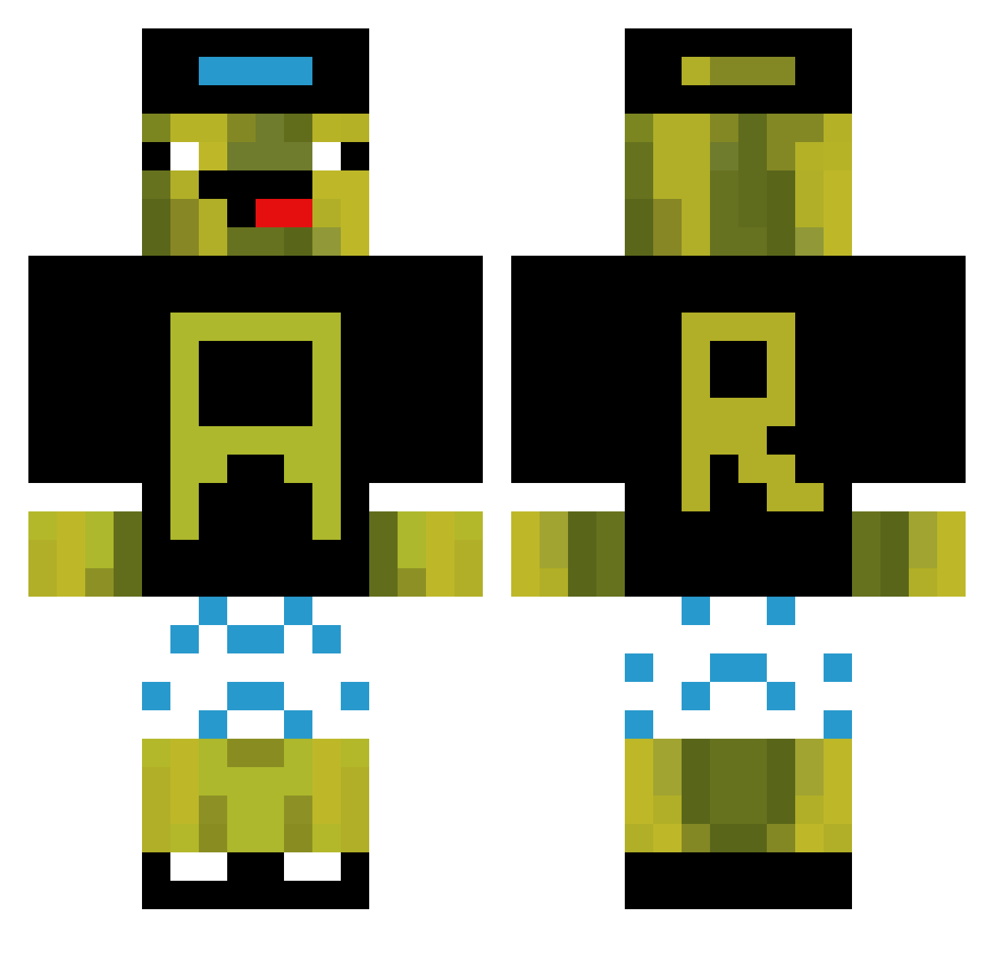 cheeepi Minecraft skin, front and back view