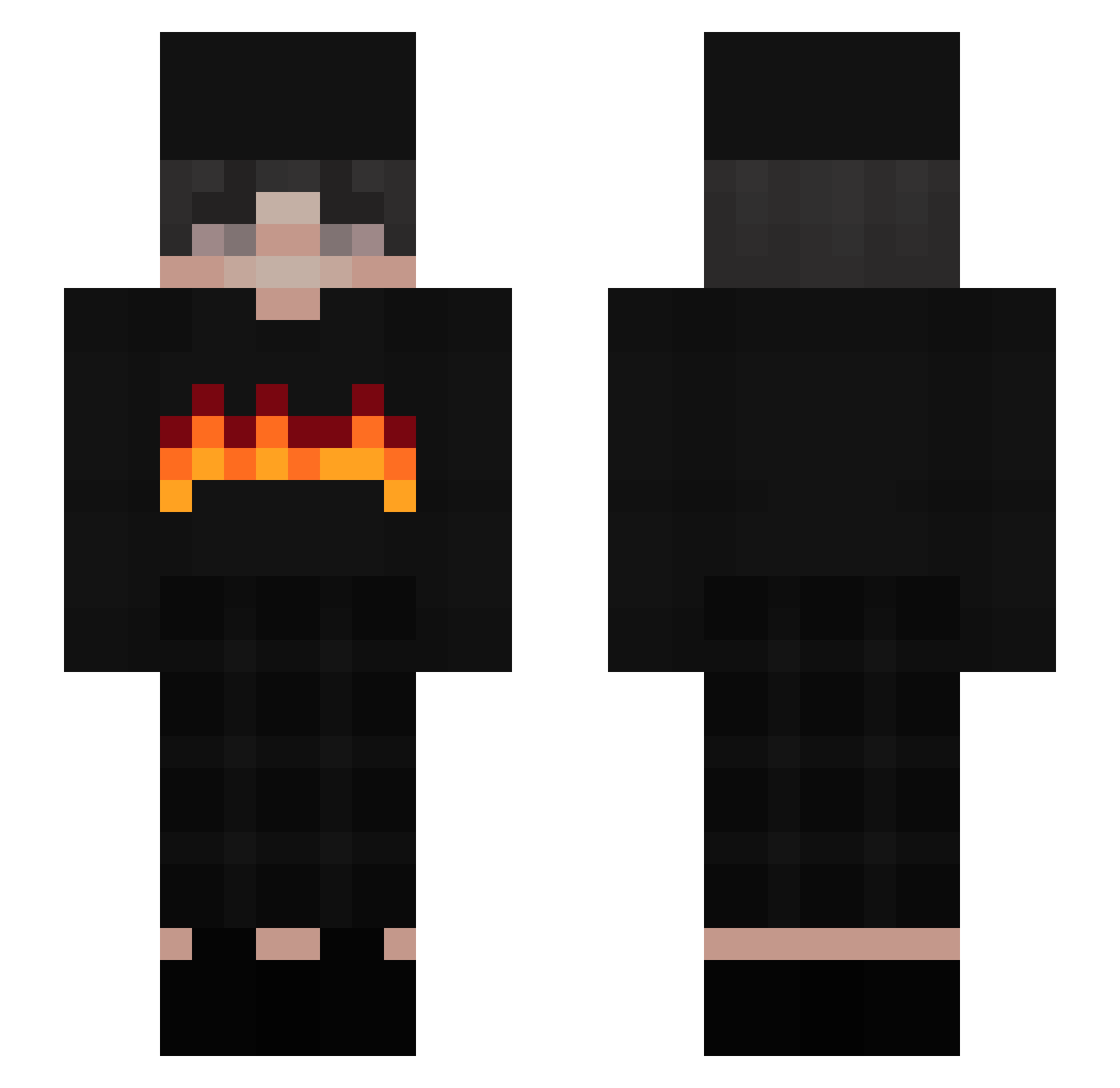 PeekEhBeau Minecraft skin, front and back view