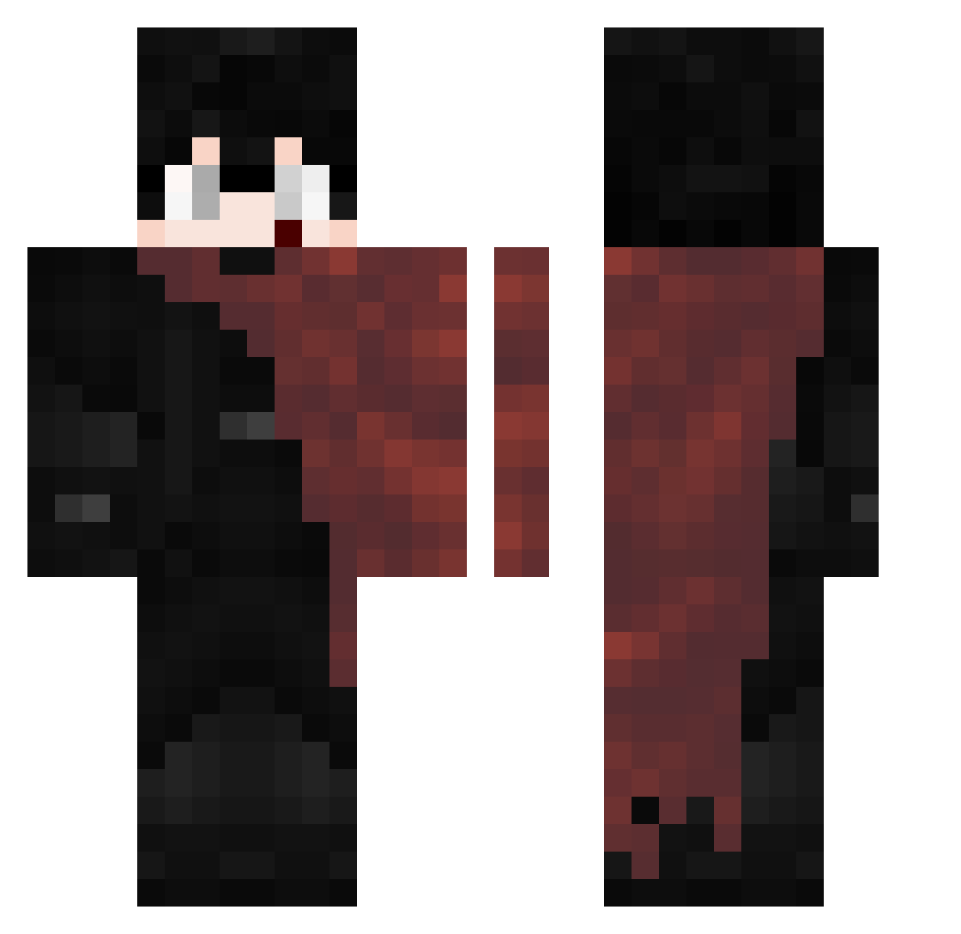 JPinYoFace Minecraft skin, front and back view