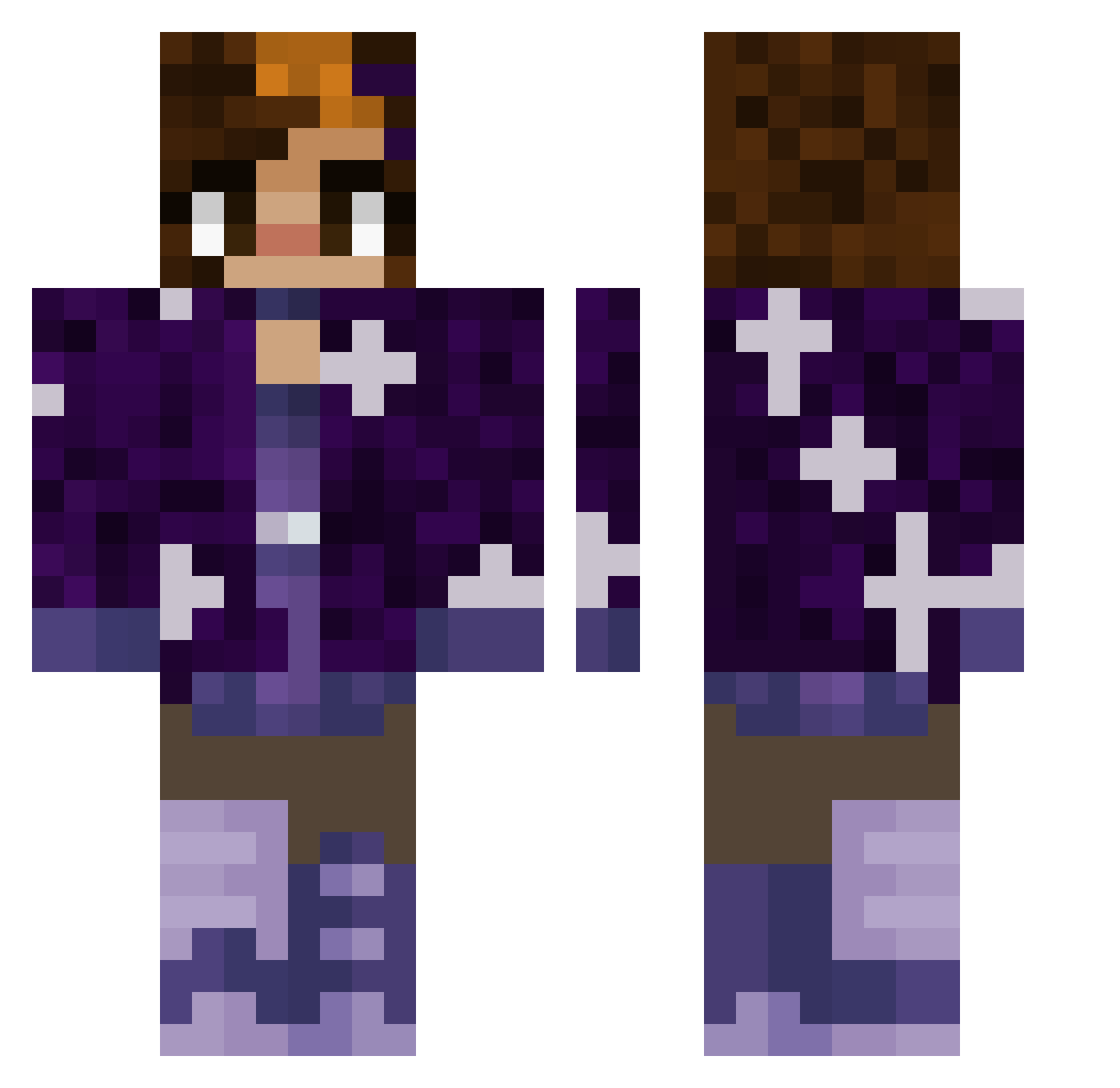 Spunos Minecraft skin, front and back view