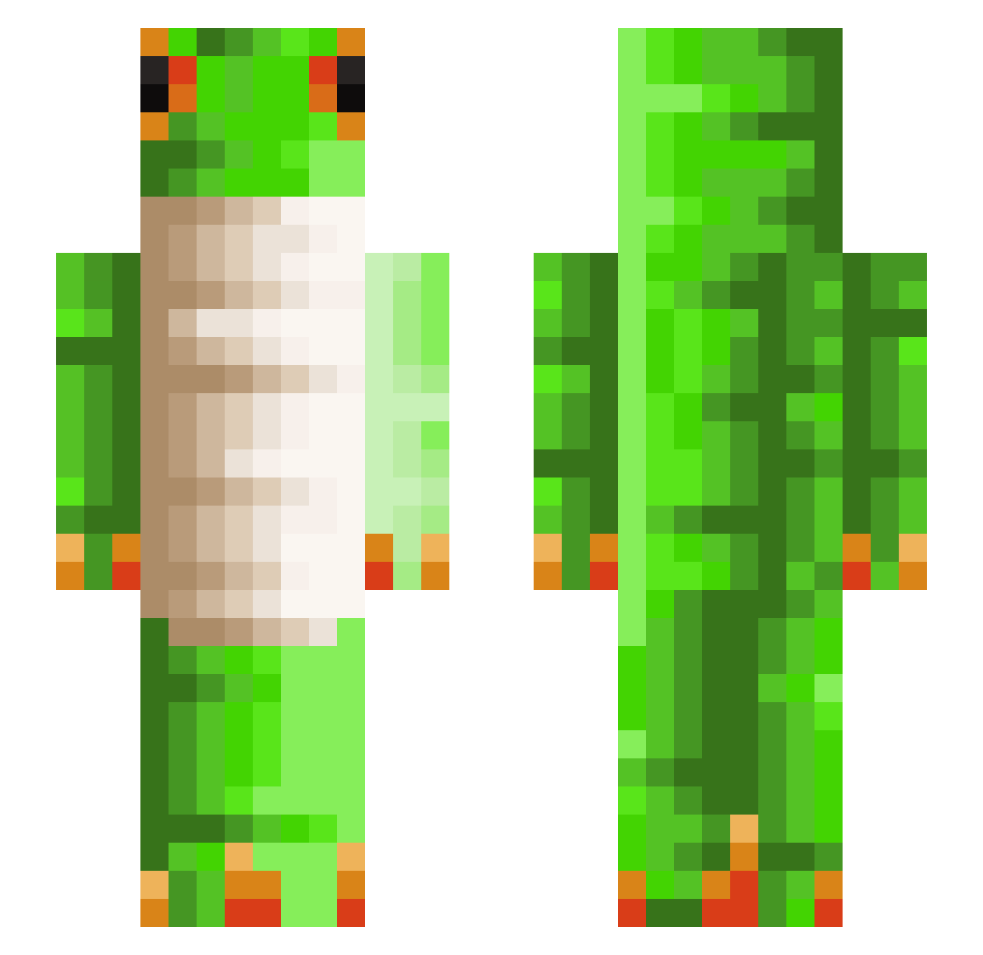 Rootzi Minecraft skin, front and back view