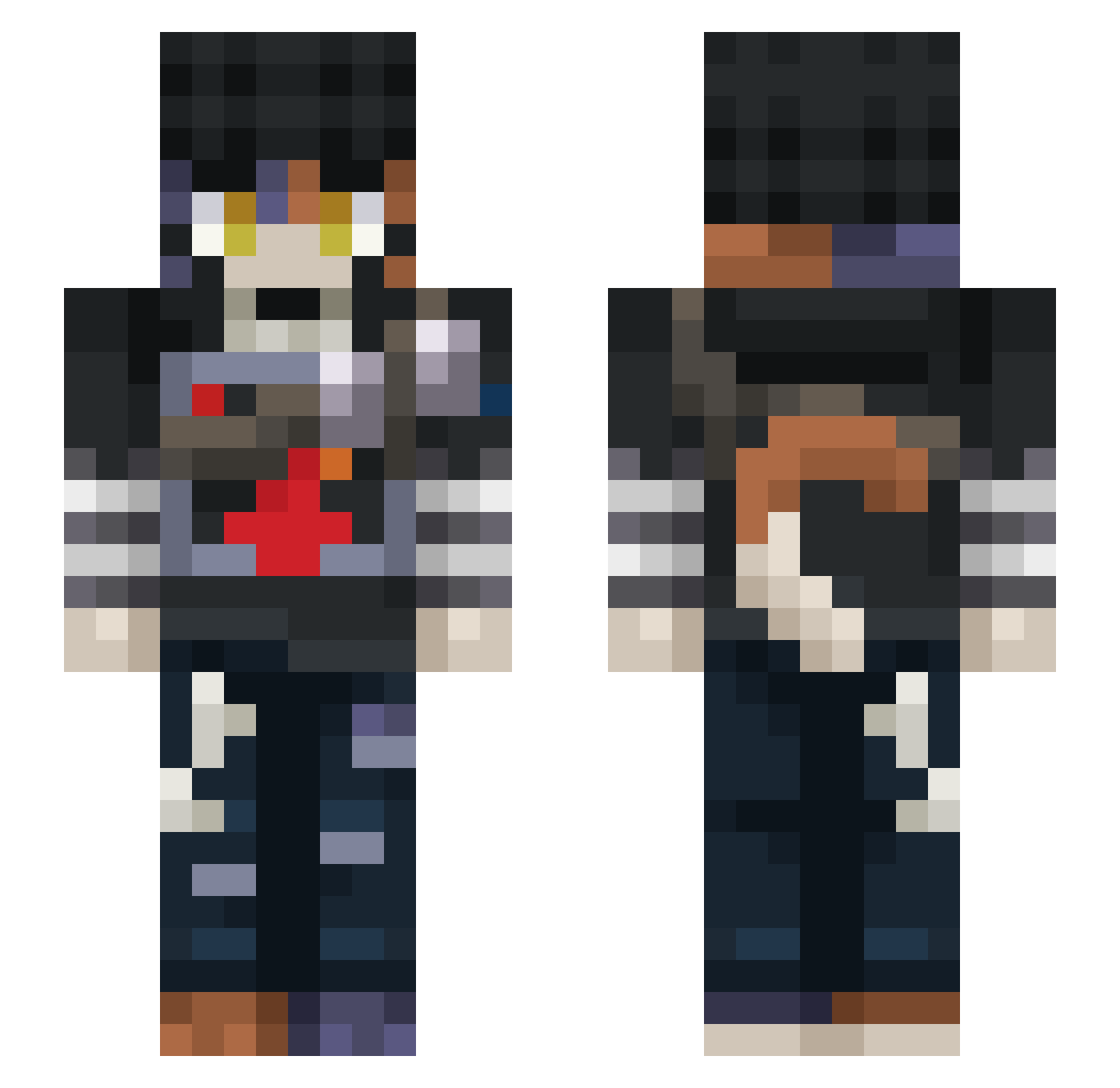 Mackerr Minecraft skin, front and back view