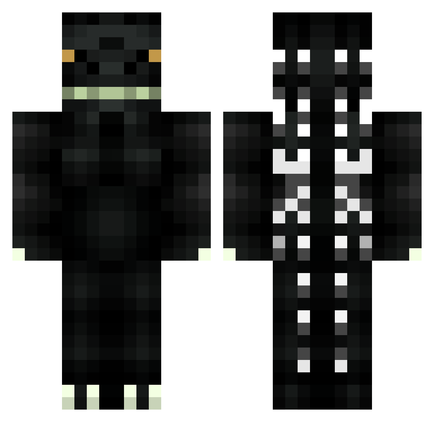 Derpix Minecraft skin, front and back view