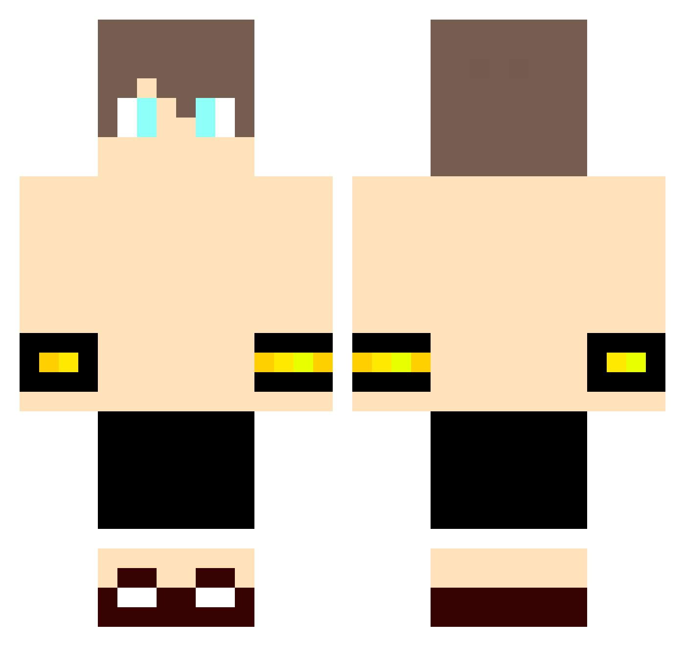Notkjkj Minecraft skin, front and back view