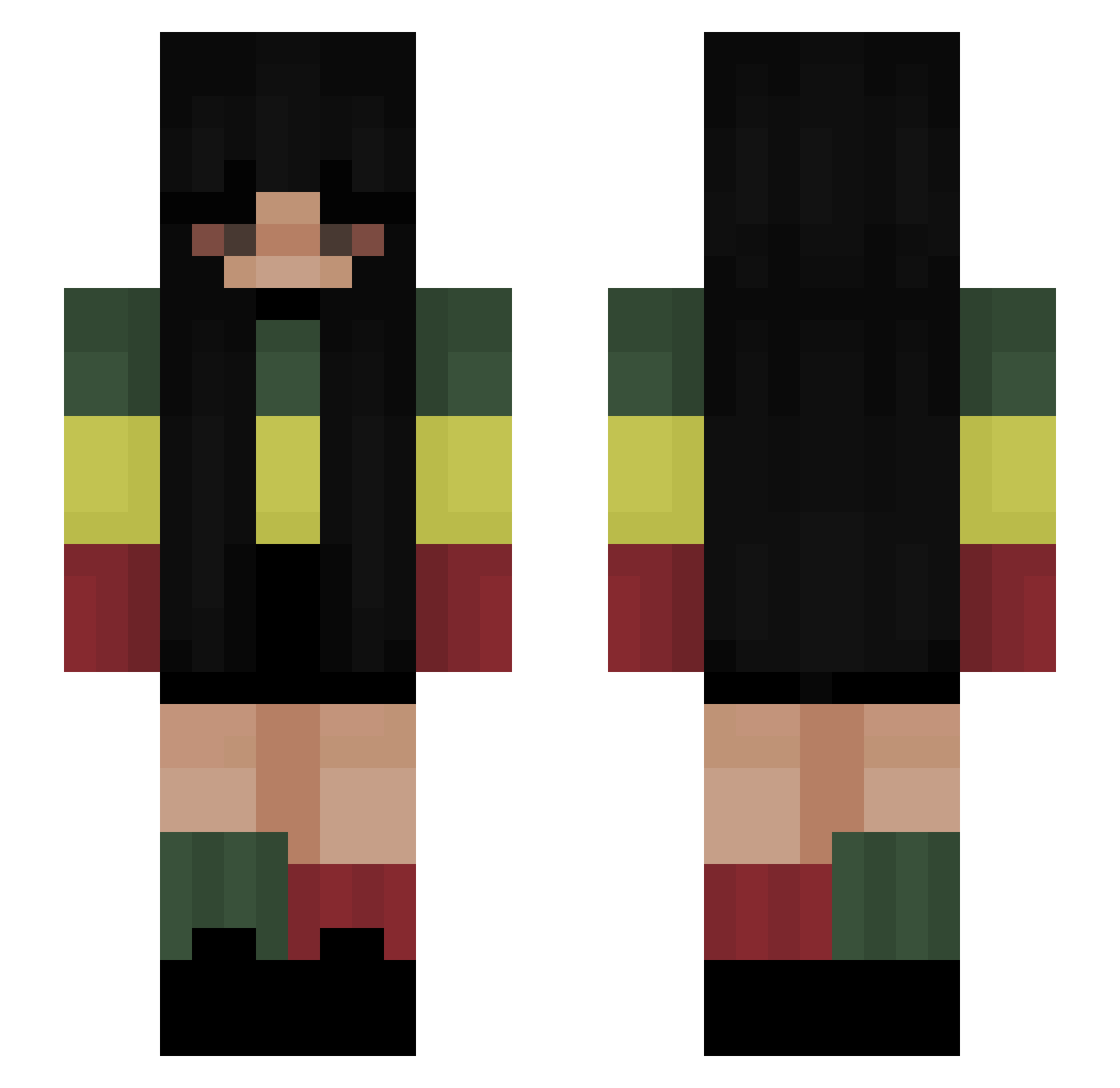 smokingxans Minecraft skin, front and back view