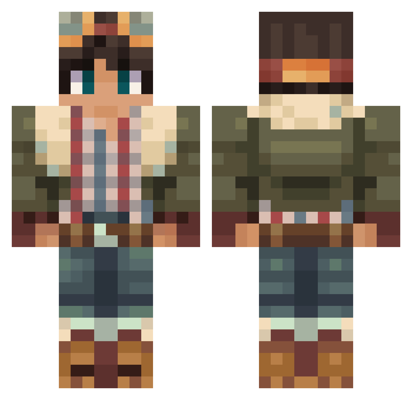 Drackyy Minecraft skin, front and back view
