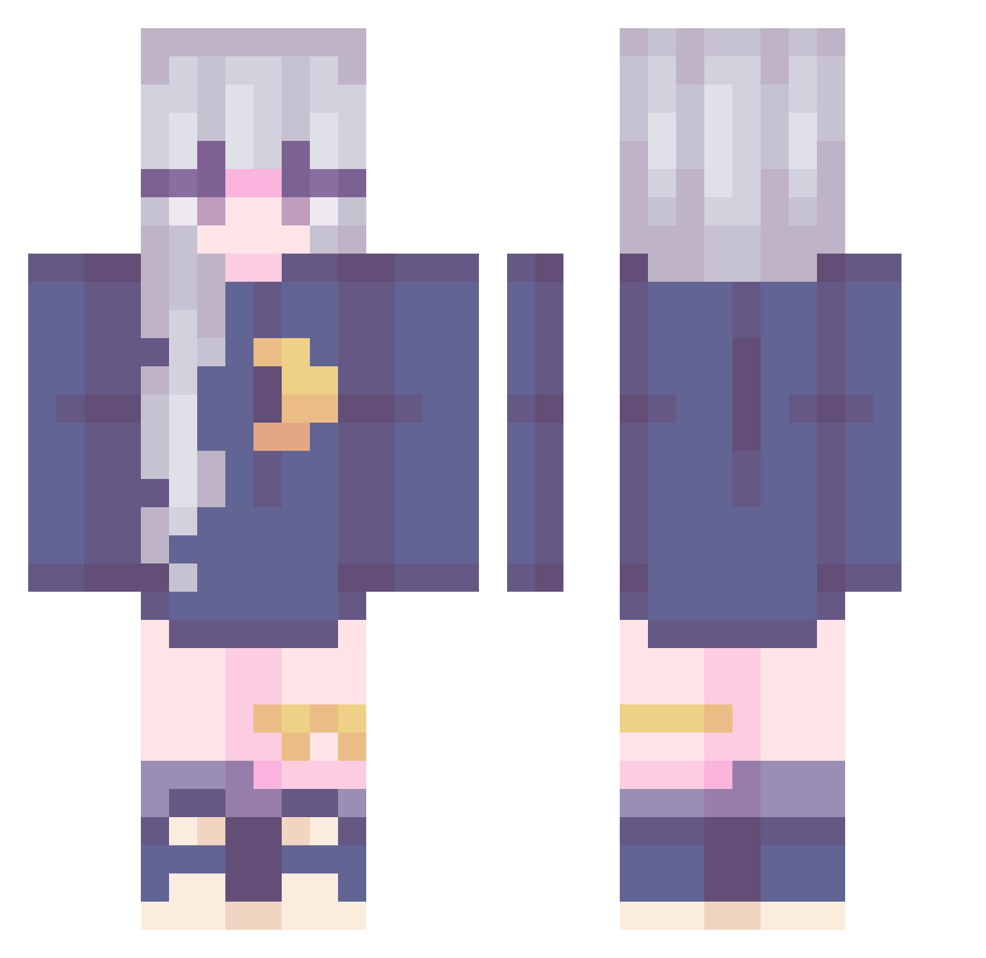 MissXibalba Minecraft skin, front and back view