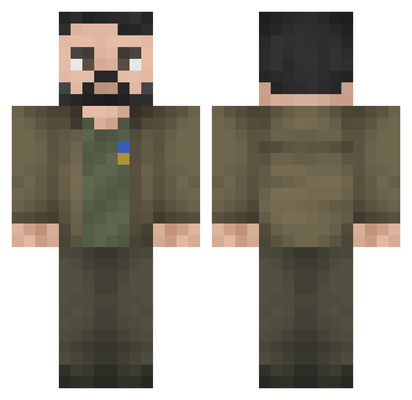 zer0arcade Minecraft skin, front and back view