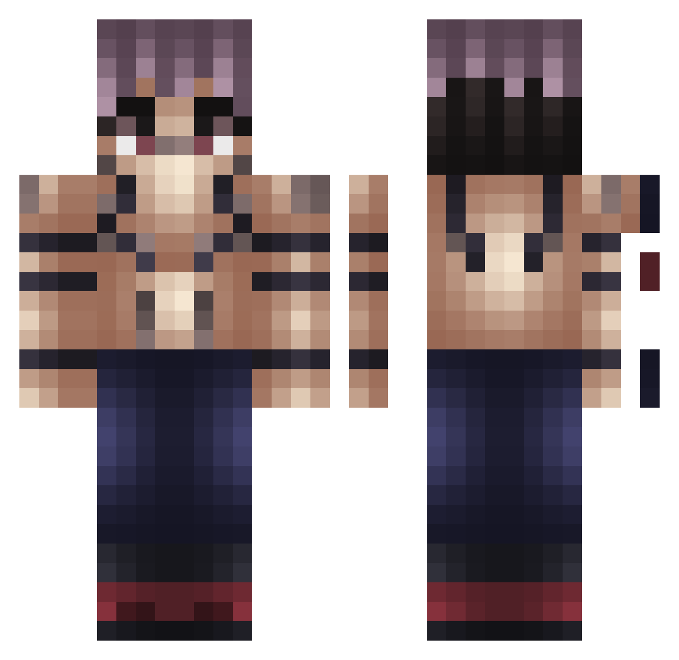 AyBoom Minecraft skin, front and back view