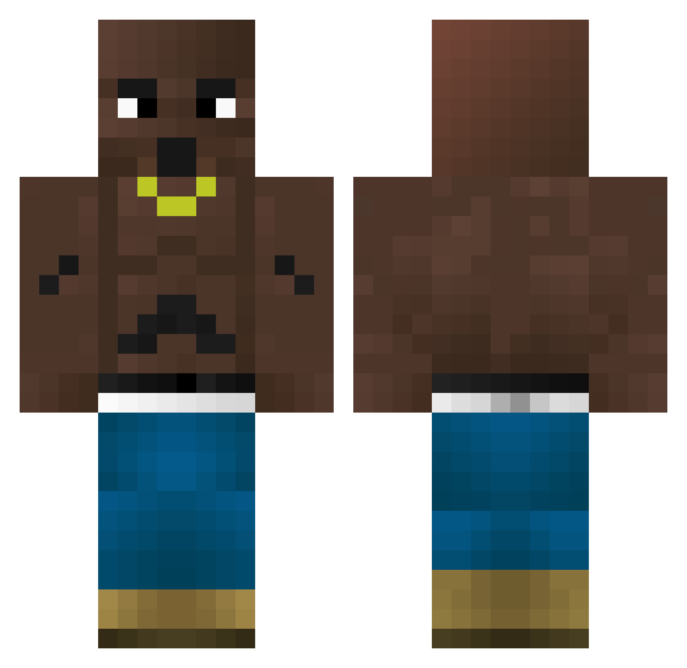ToonTowns Minecraft skin, front and back view