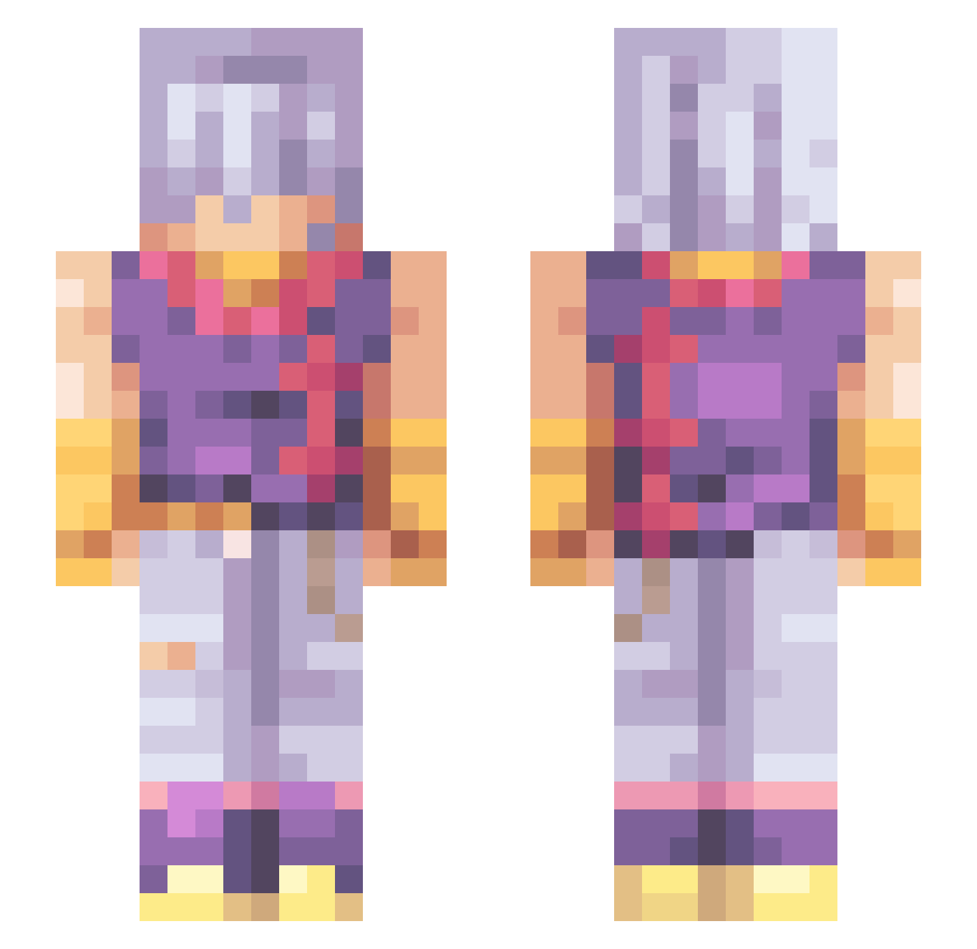 Ashtadoth Minecraft skin, front and back view
