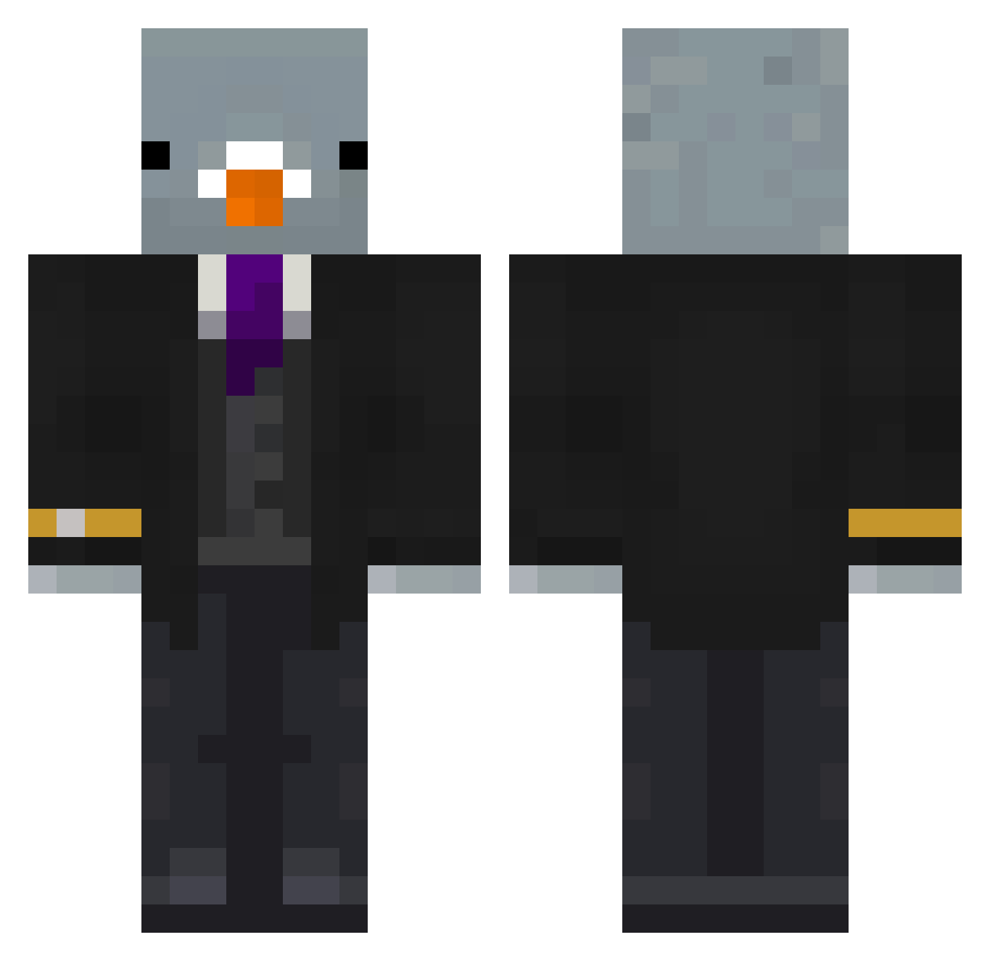 HAROLDIHNIO Minecraft skin, front and back view