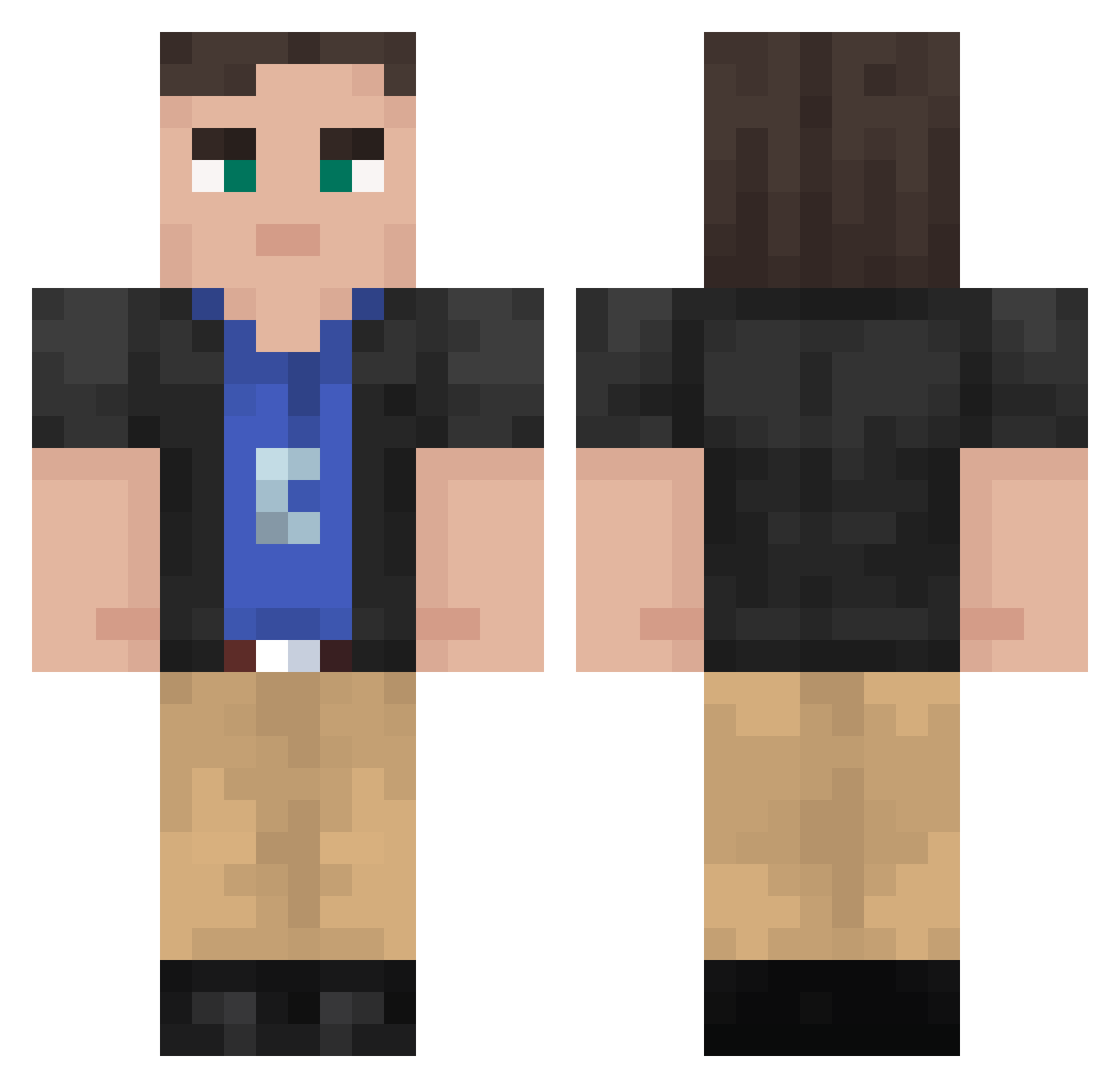 tem777w Minecraft skin, front and back view