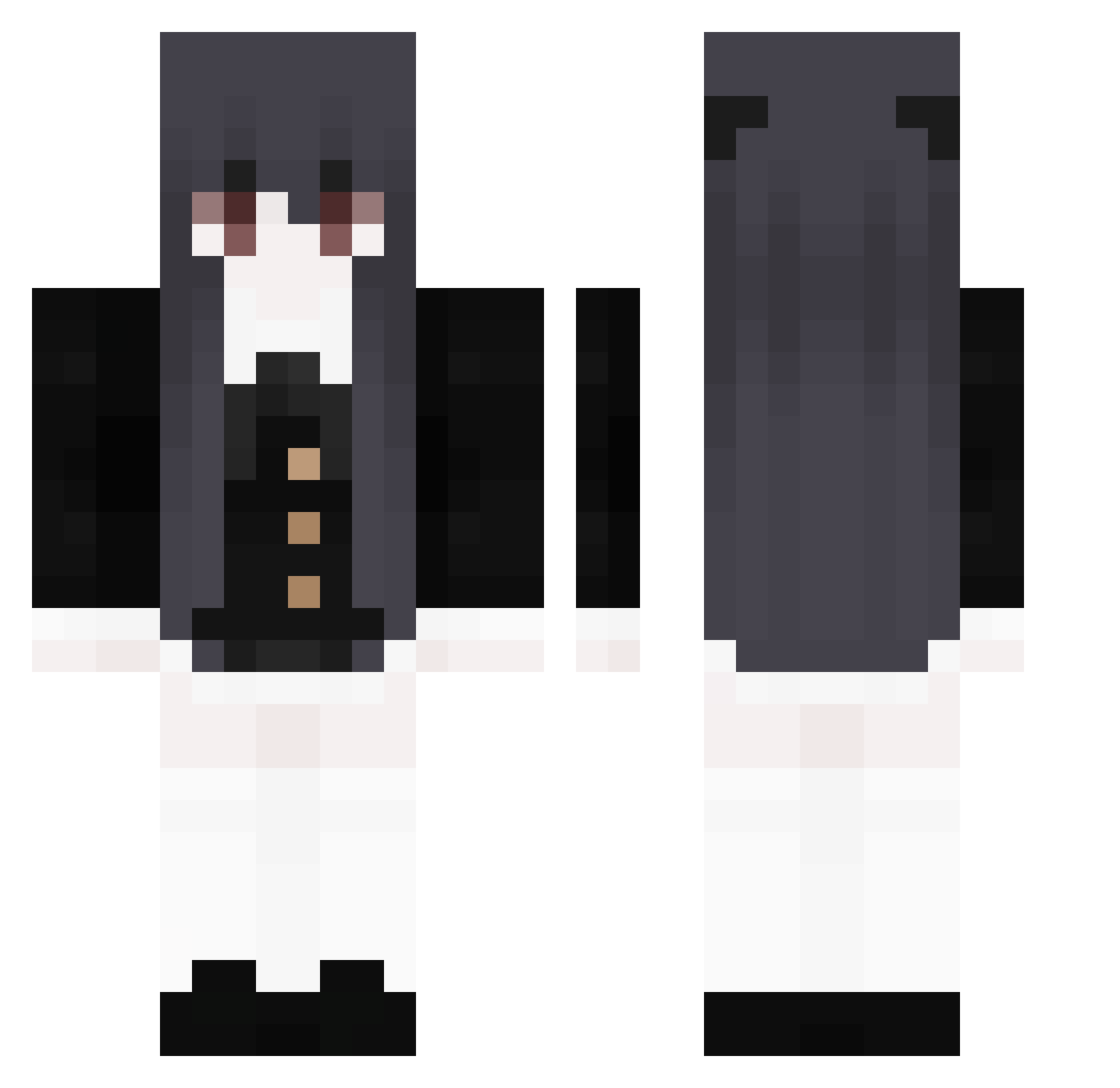 AuraChan Minecraft skin, front and back view