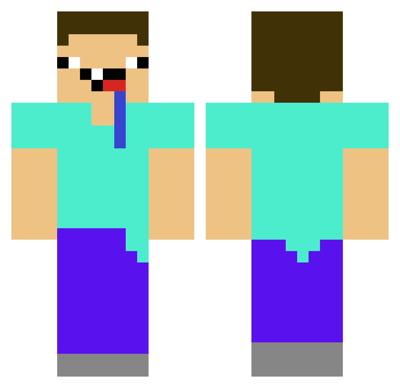 Blergz Minecraft skin, front and back view