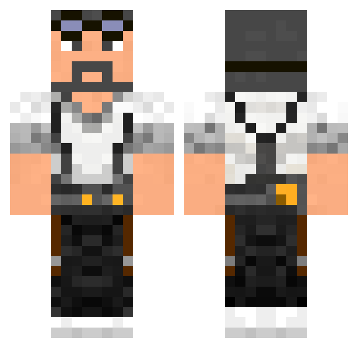Interdes Minecraft skin, front and back view