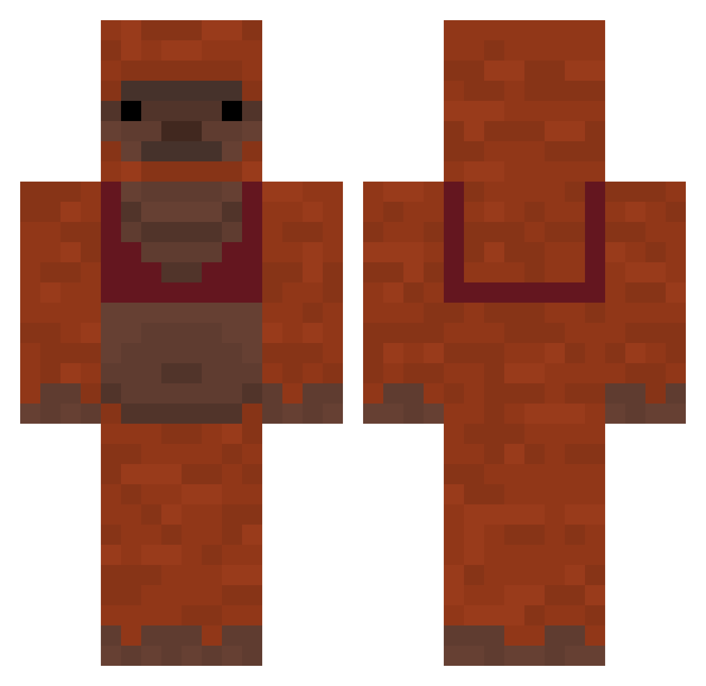 AmongusBigBooty Minecraft skin, front and back view