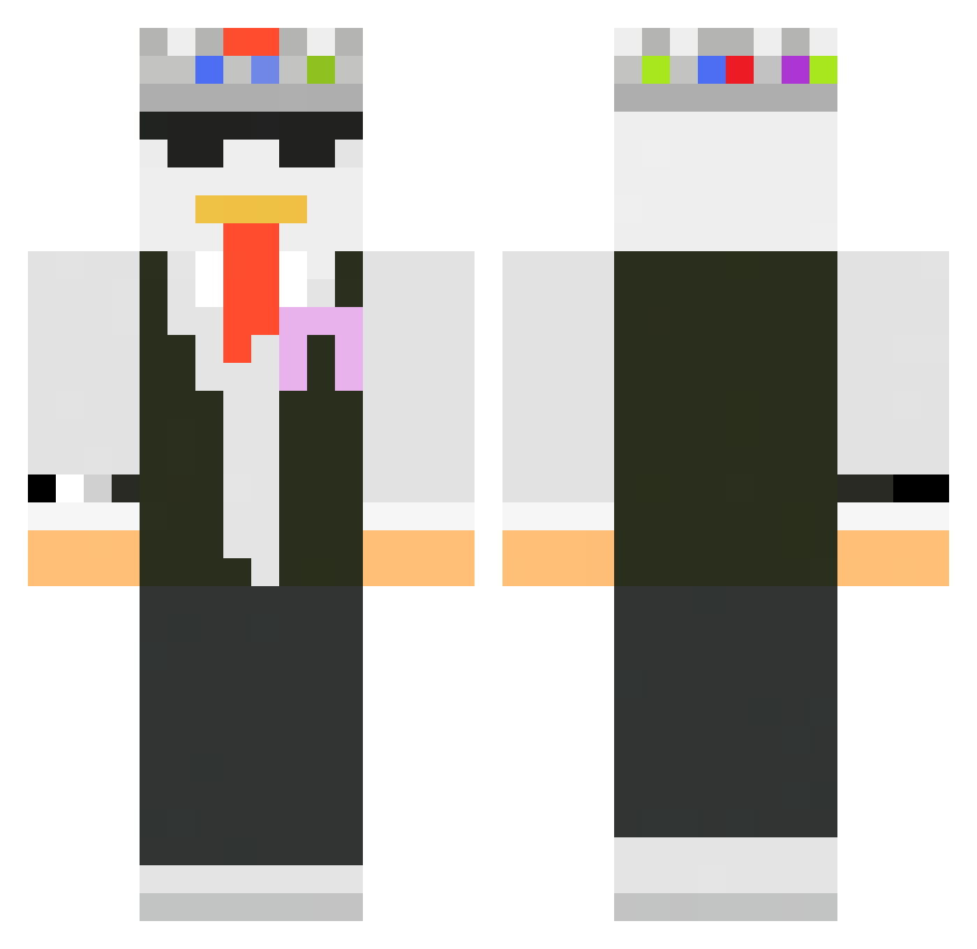 Closewing Minecraft skin, front and back view