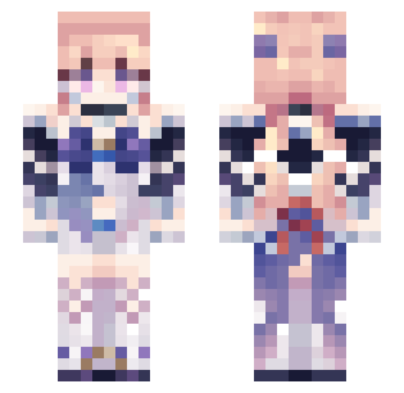 Faelyure Minecraft skin, front and back view