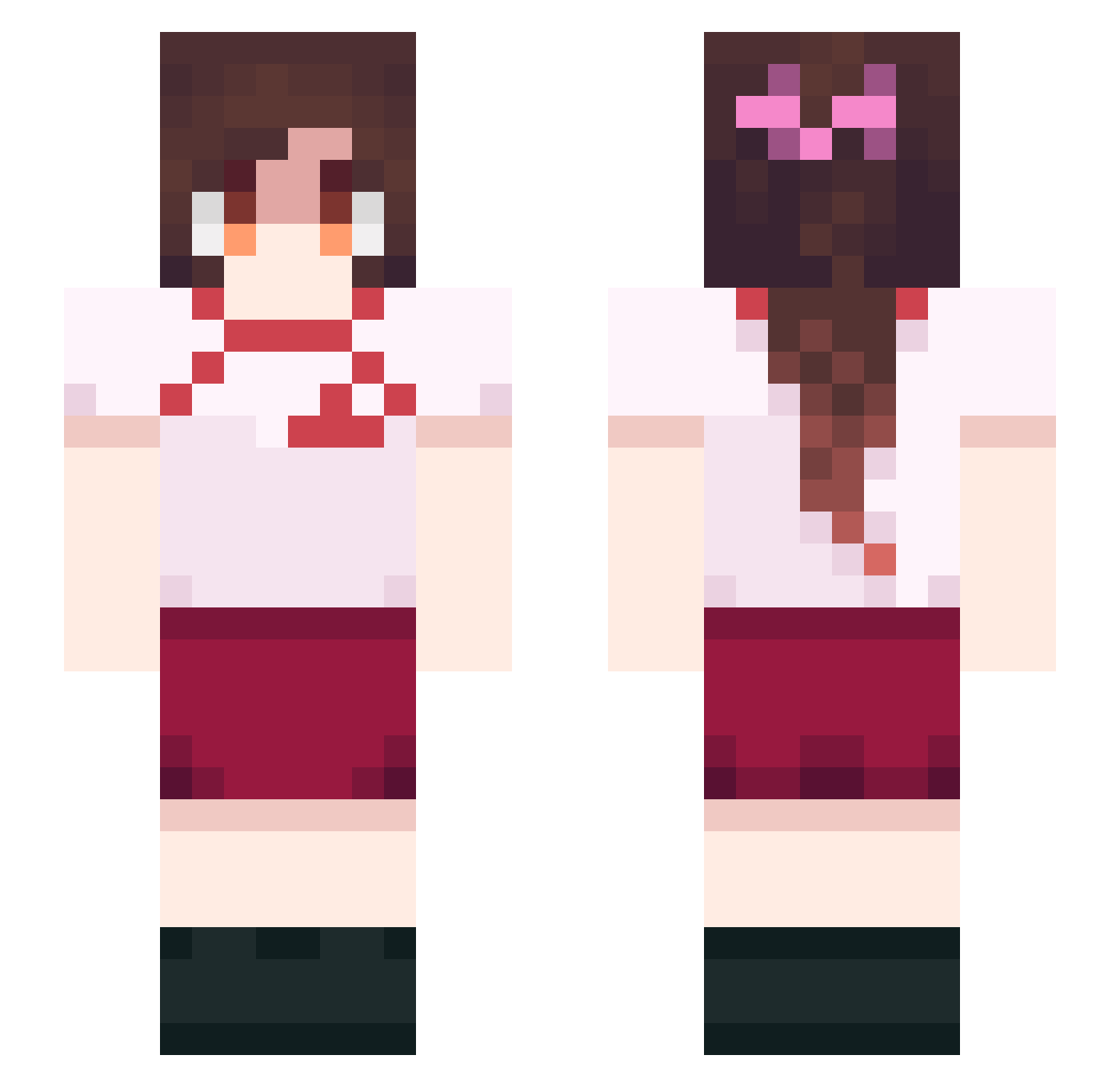 HuTaoFeetLickerx Minecraft skin, front and back view
